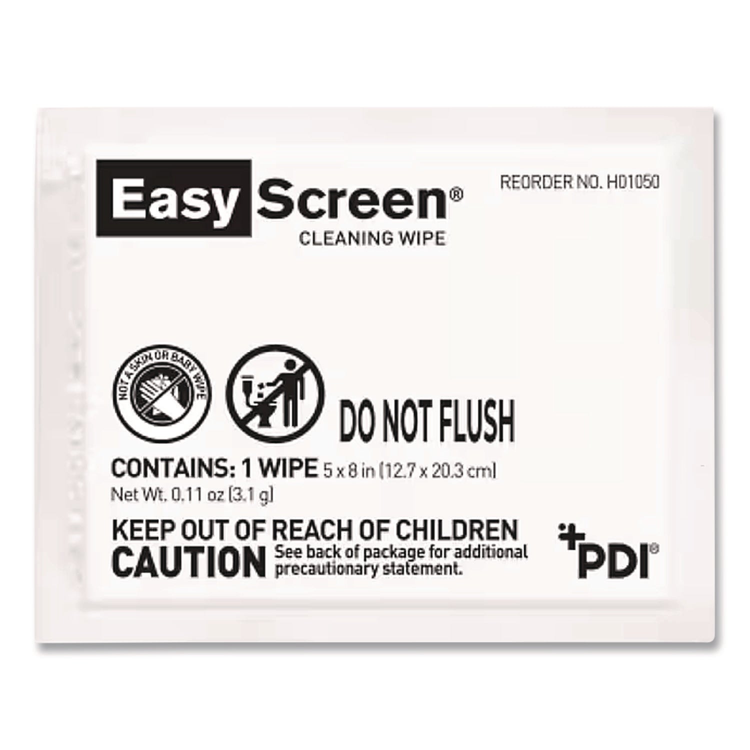 Sani Professional® PDI Easy Screen Cleaning Wipes, Individually Wrapped, 1-Ply, 5 x 8, Unscented, White, 50/Box
