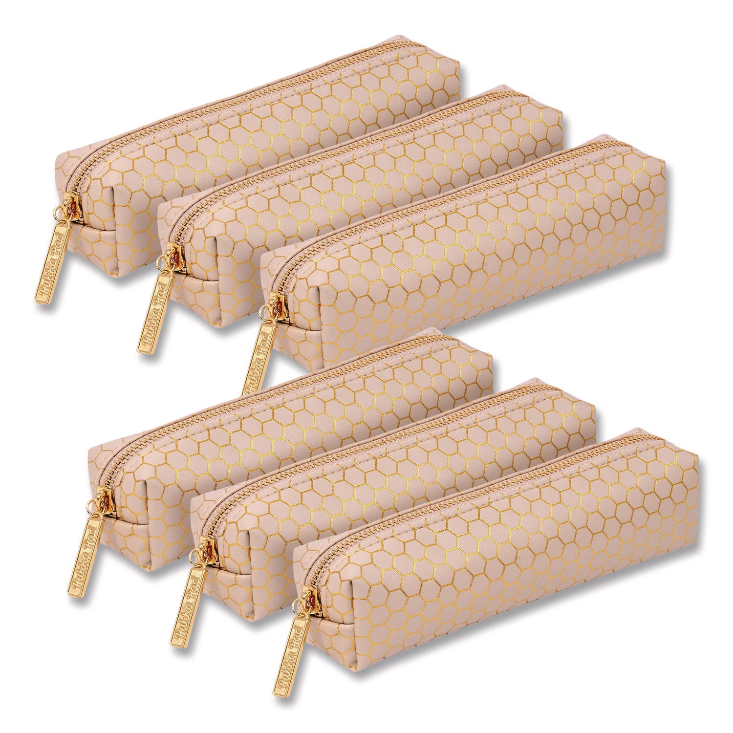 PUKKA PAD® Pencil Case, 8.07 x 2.36 x 2.55, Taupe, 6/Pack