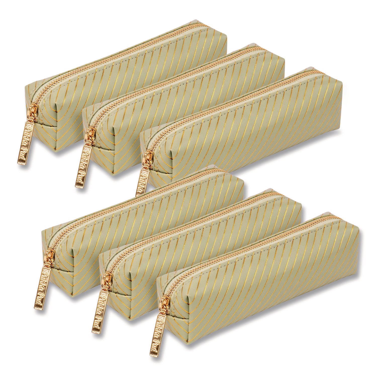 PUKKA PAD® Pencil Case, 8.07 x 2.36 x 2.55, Green, 6/Pack