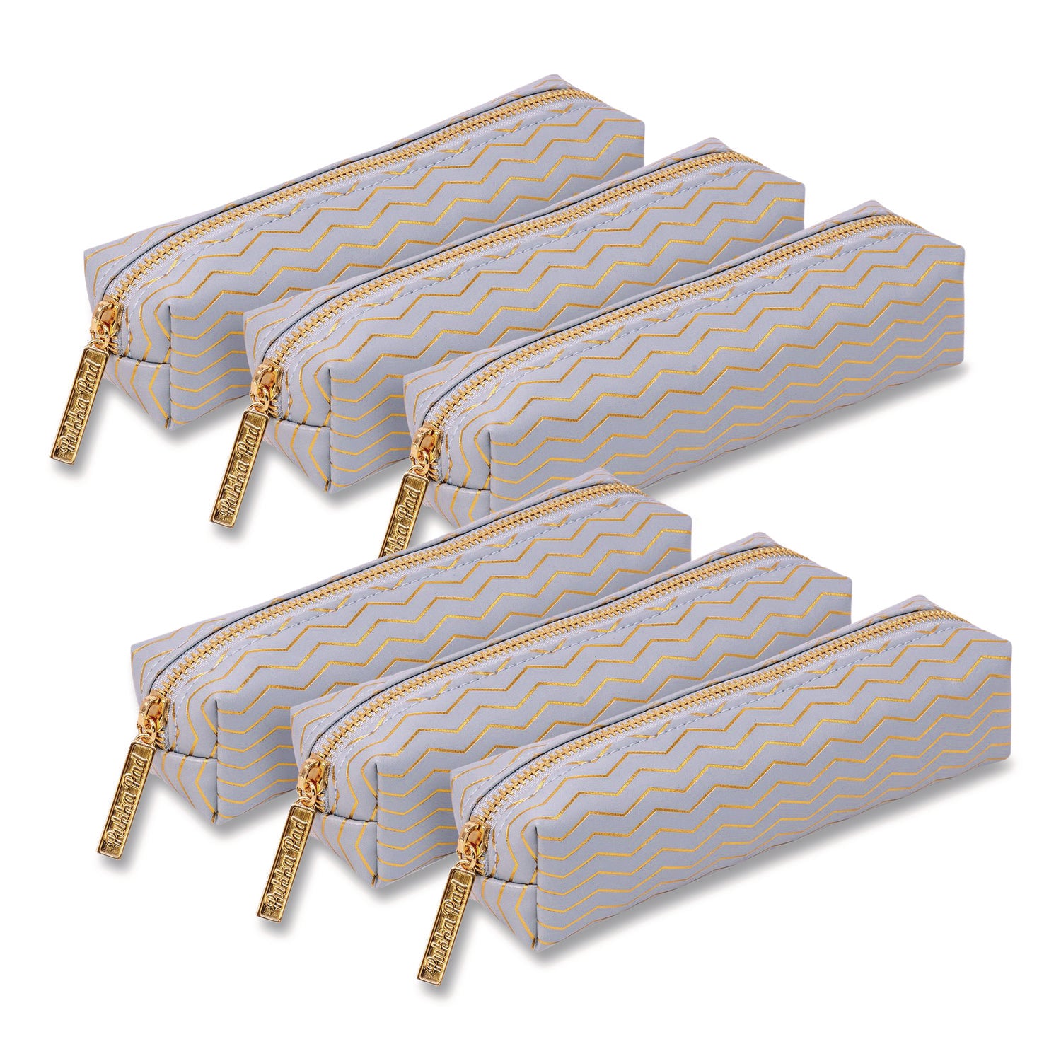 PUKKA PAD® Pencil Case, 8.07 x 2.36 x 2.55, Blue, 6/Pack