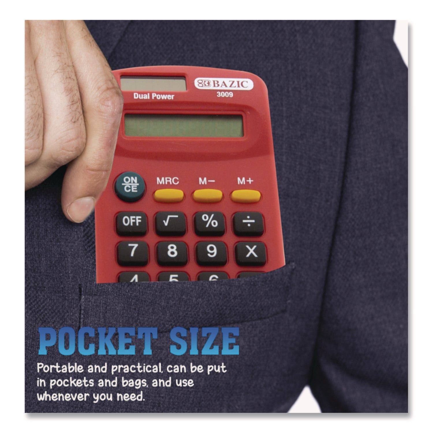 BAZIC® Products Dual Power Pocket Size Calculator, 8-Digit, LCD