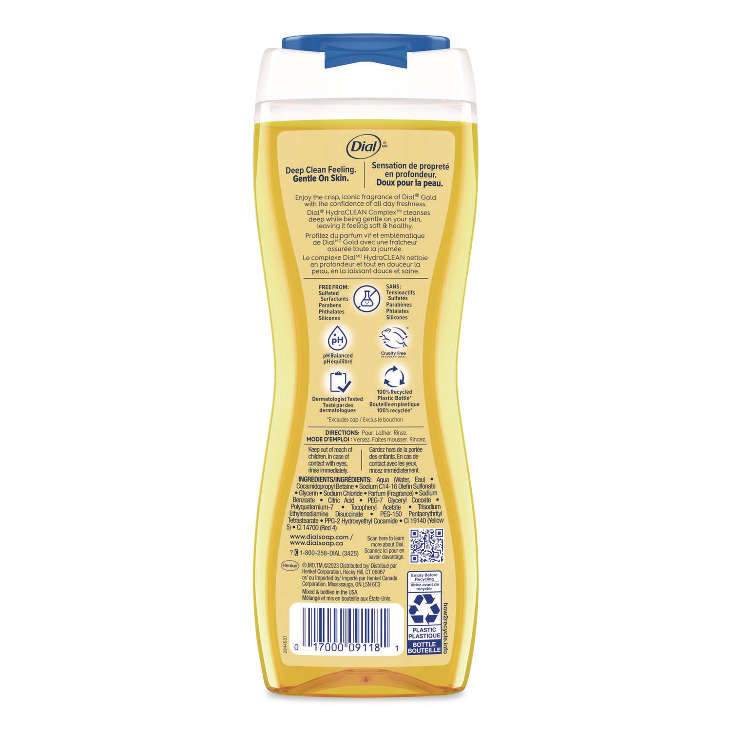 Dial® Body Wash Advanced Clean Gold, Original Gold, 16 oz, 6/Carton