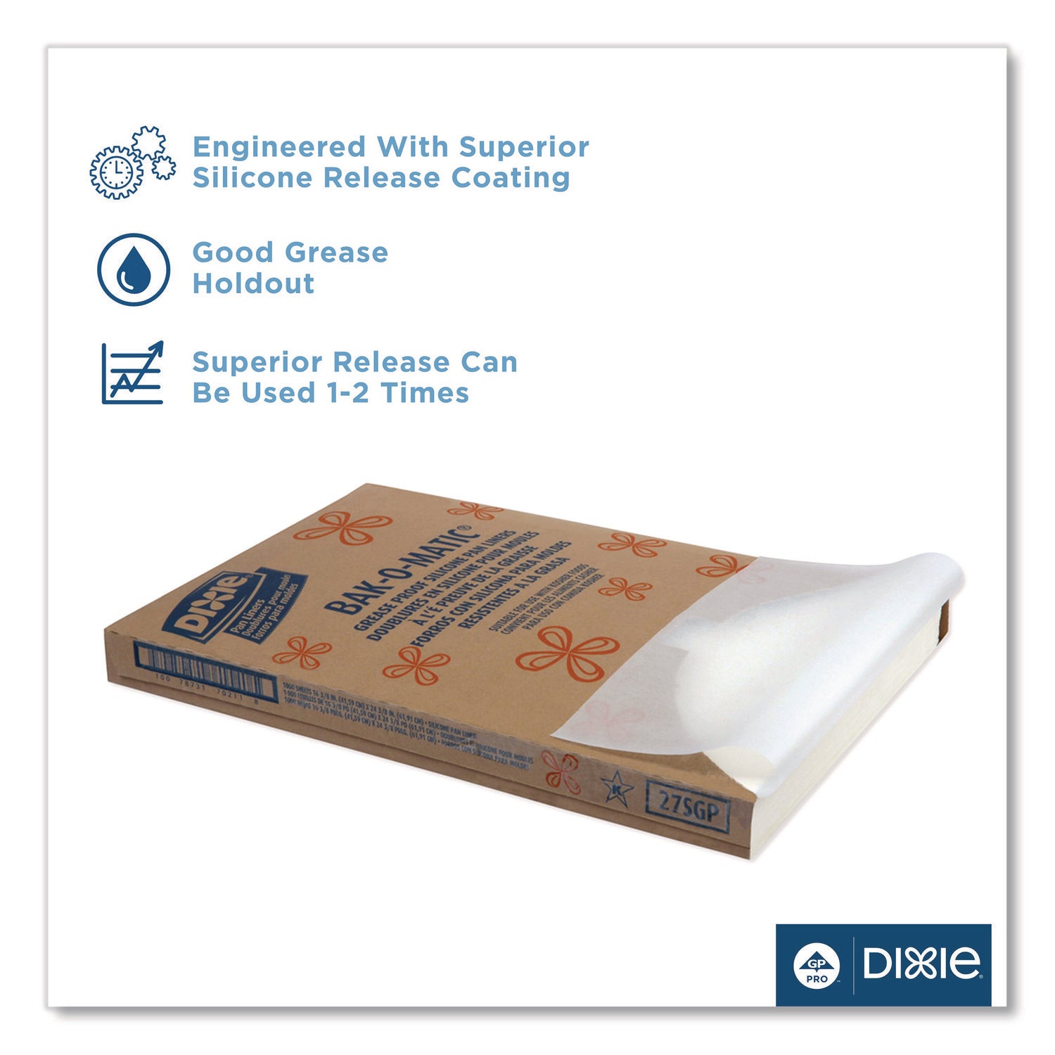 Dixie® Greaseproof Liftoff Pan Liner, 24.38 x 16.38, 1,000/Carton