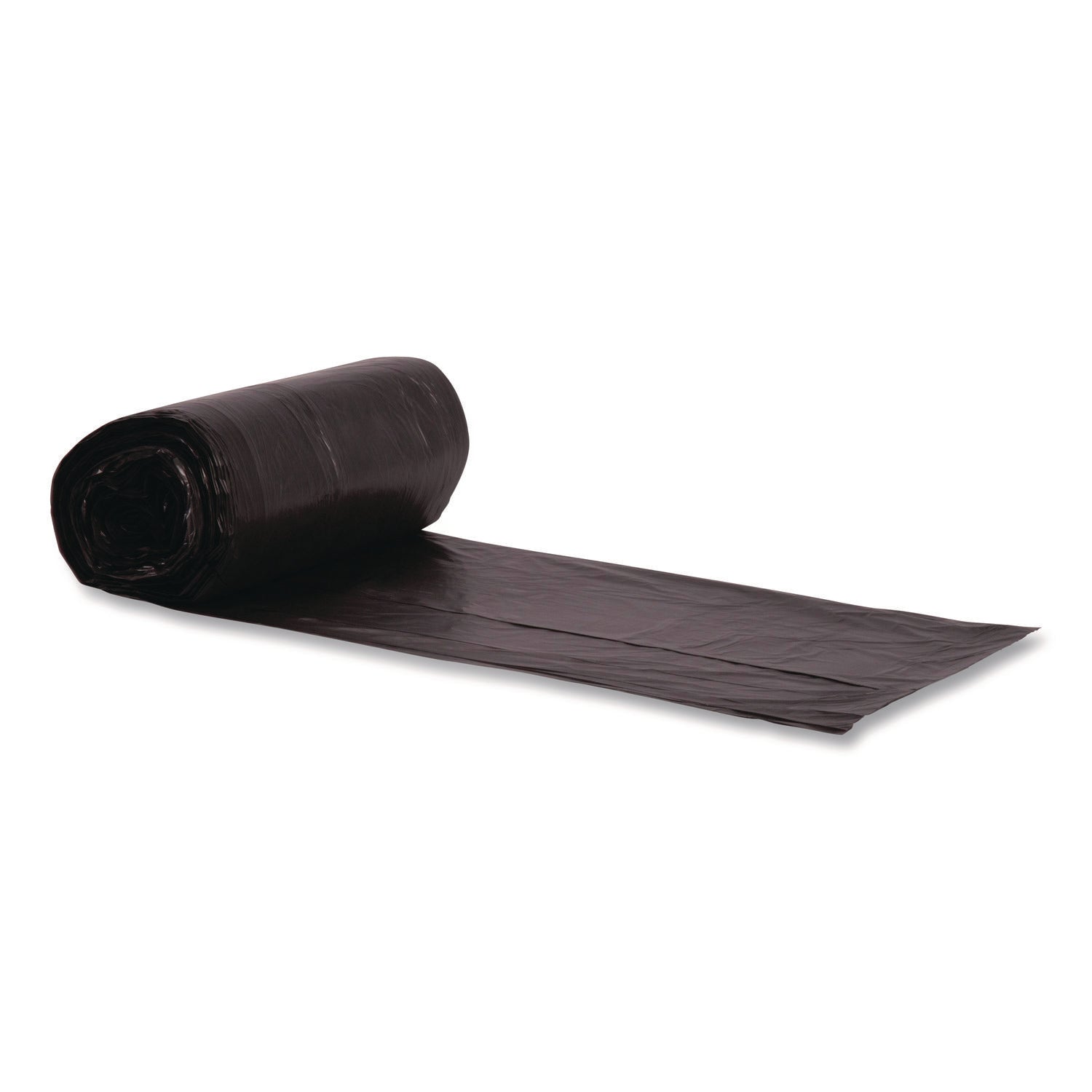 Boardwalk® Reprocessed Resin Can Liners, 60 gal, 1.5 mil, 38 x 58, Black, Perforated Roll, 100/Carton
