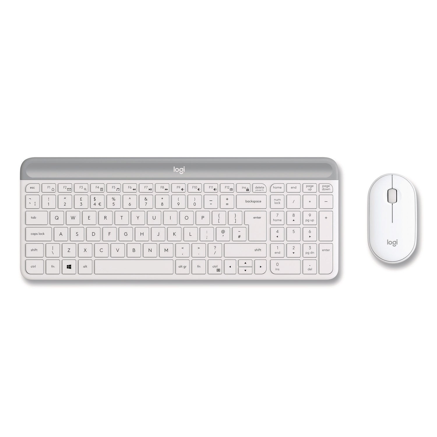 Logitech® MK470 Slim Wireless Keyboard and Mouse Combo, 2.4 GHz/33 ft Wireless Range, Off-White