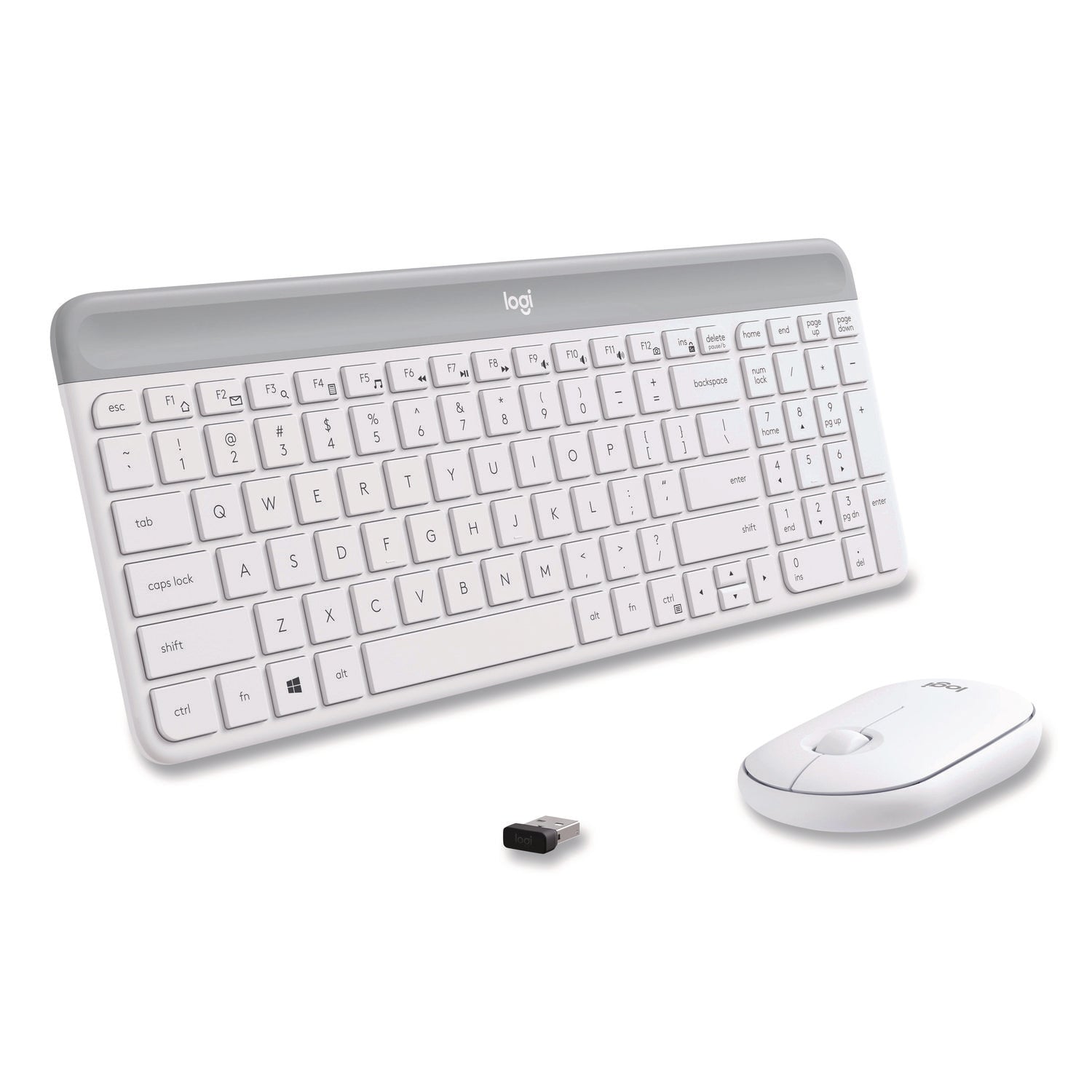 Logitech® MK470 Slim Wireless Keyboard and Mouse Combo, 2.4 GHz/33 ft Wireless Range, Off-White