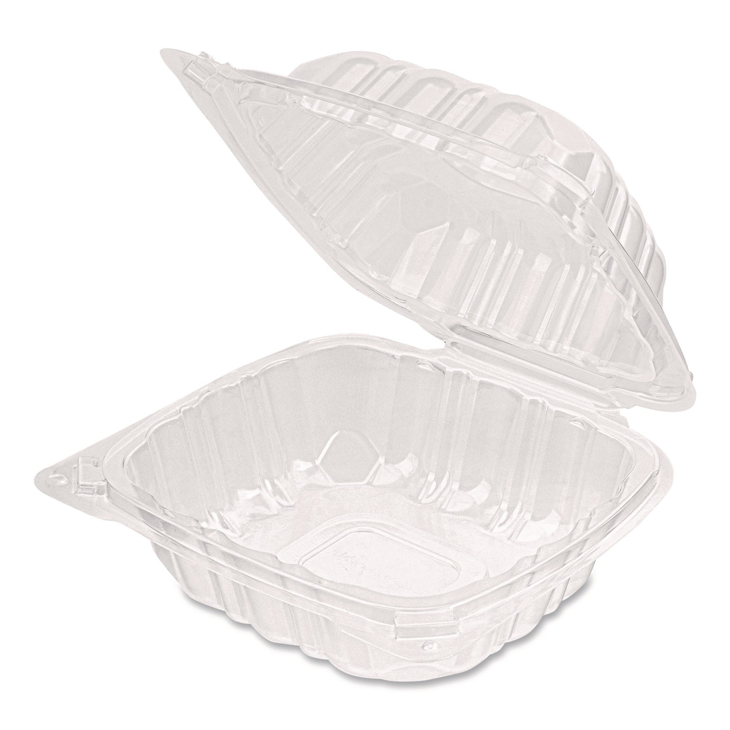 Karat® Polypropylene Plastic Hinged Container, 6 x 6 x 3.3, Clear, Plastic, 50/Pack, 6 Packs/Carton