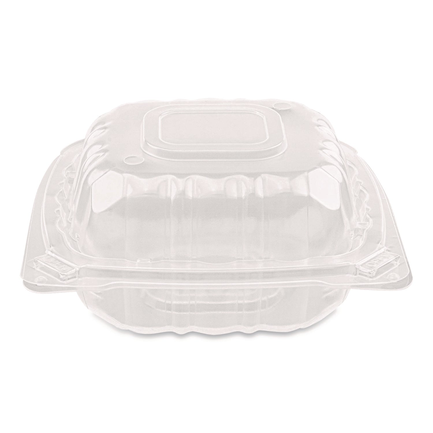 Karat® Polypropylene Plastic Hinged Container, 6 x 6 x 3.3, Clear, Plastic, 50/Pack, 6 Packs/Carton