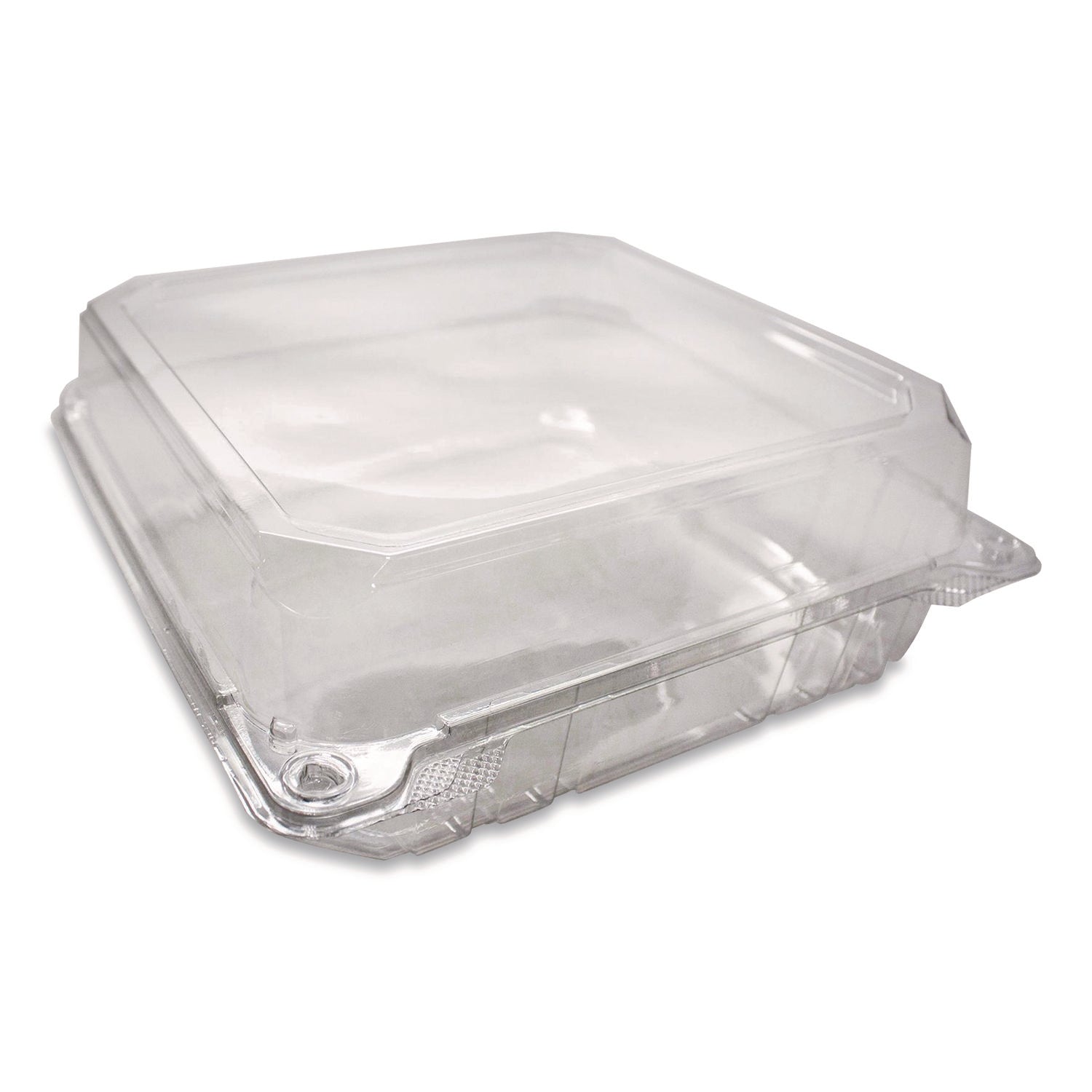 Karat® PET Plastic Hinged Container, 9 x 9 x 3.6, Clear, Plastic, 100/Pack, 2 Packs/Carton