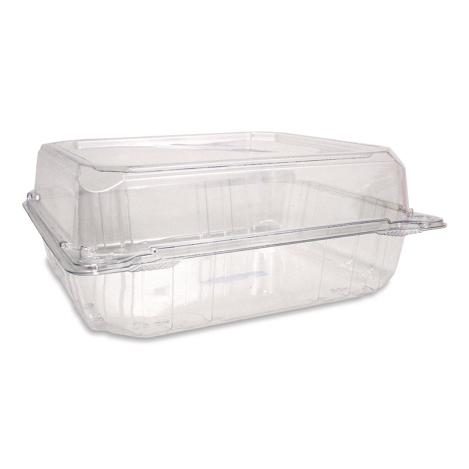 Karat® PET Plastic Hinged Container, 9 x 9 x 3.6, Clear, Plastic, 100/Pack, 2 Packs/Carton