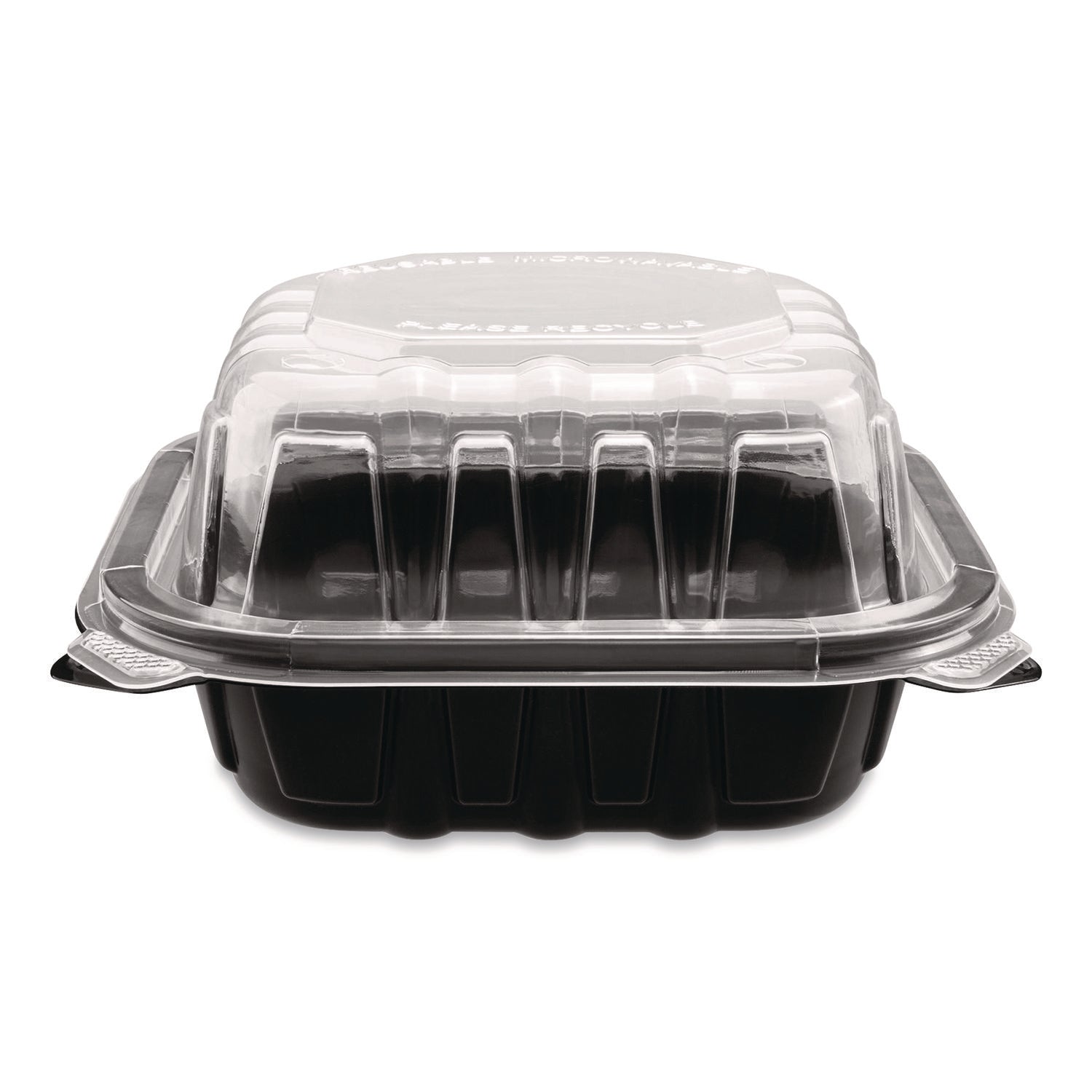 Karat® Polypropylene Plastic Hinged Container, 6 x 6 x 3, Black/Clear, Plastic, 50/Pack, 6 Packs/Carton