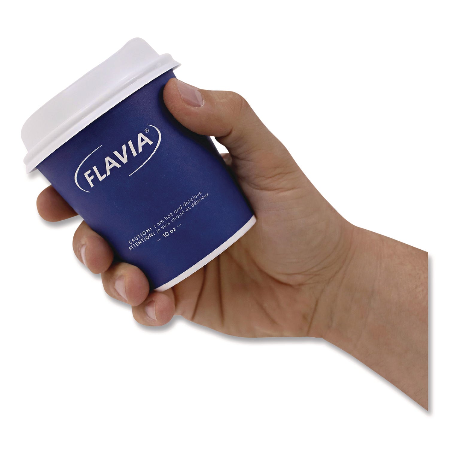FLAVIA® Hot Beverage Paper Cup 10 oz, FLAVIA Design, Blue, 100/Sleeve, 10 Sleeves/Carton