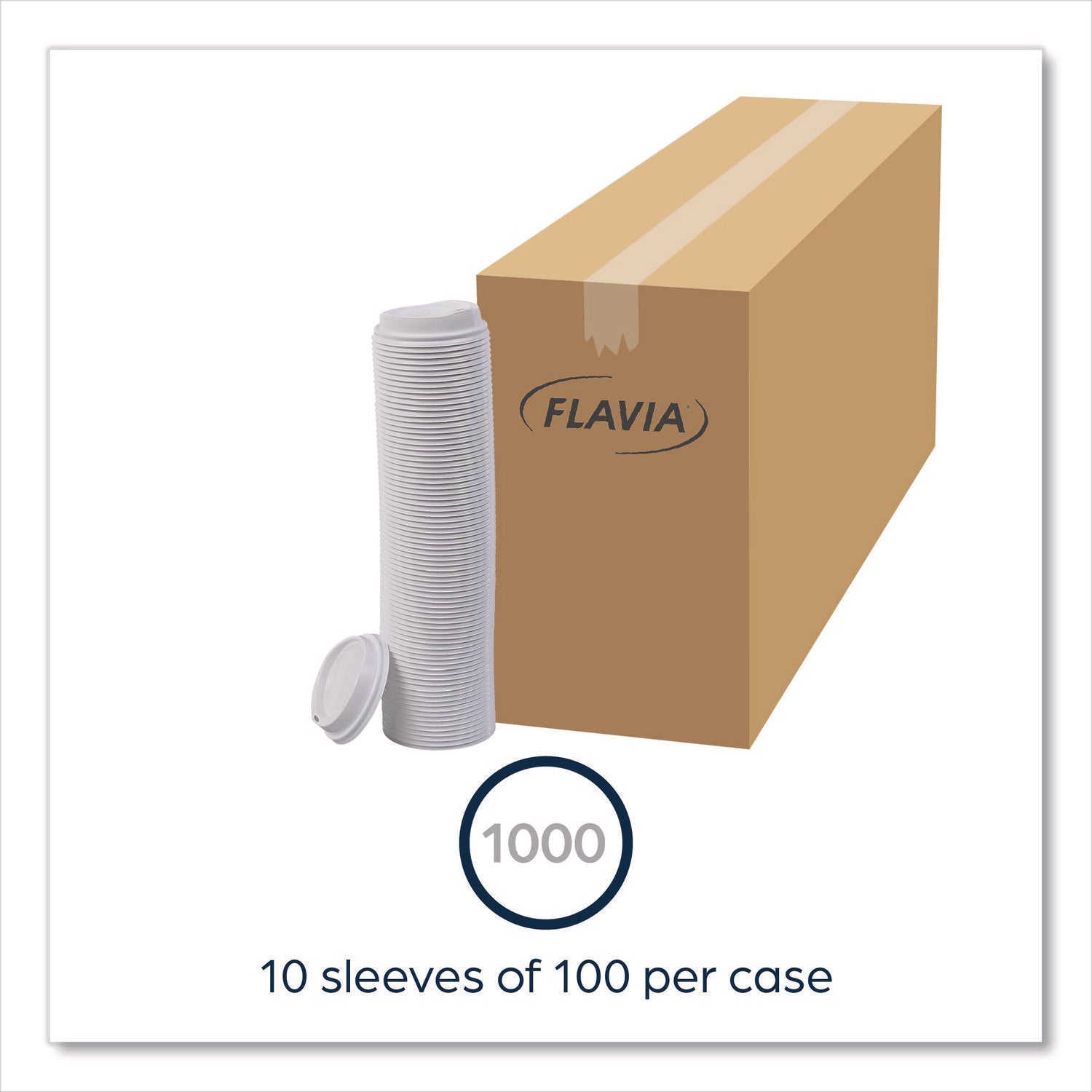 FLAVIA® Hot Beverage Paper Cup Lids 10 oz, Fits FLAVIA 10 oz Paper Cup, White, 100/Sleeve, 10 Sleeves/Carton