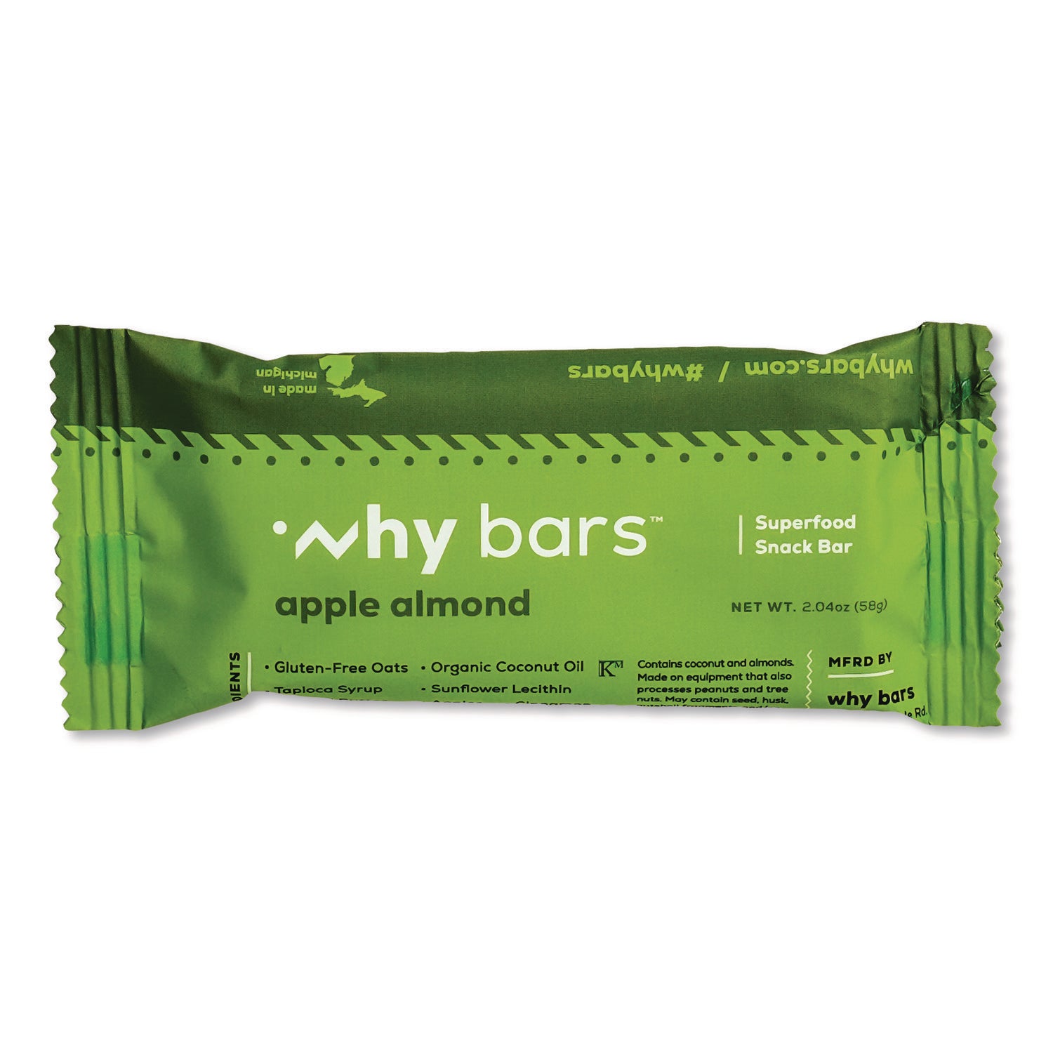 Why Bars™ Superfood Snack Bar, Apple Almond, 2.04 oz Bar, 12/Box