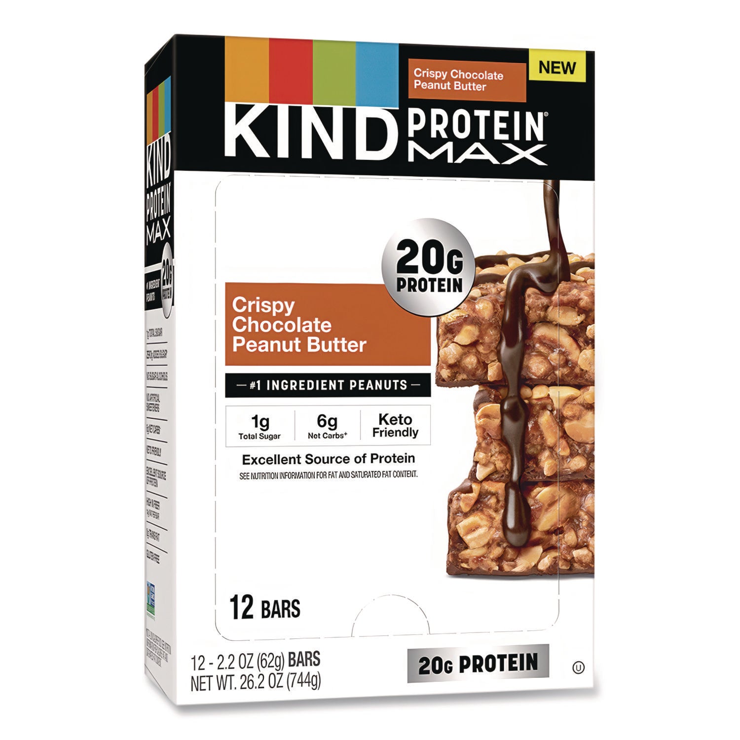 KIND Protein MAX Bar, Crispy Chocolate Peanut Butter, 2.2 oz Bar, 12/Box