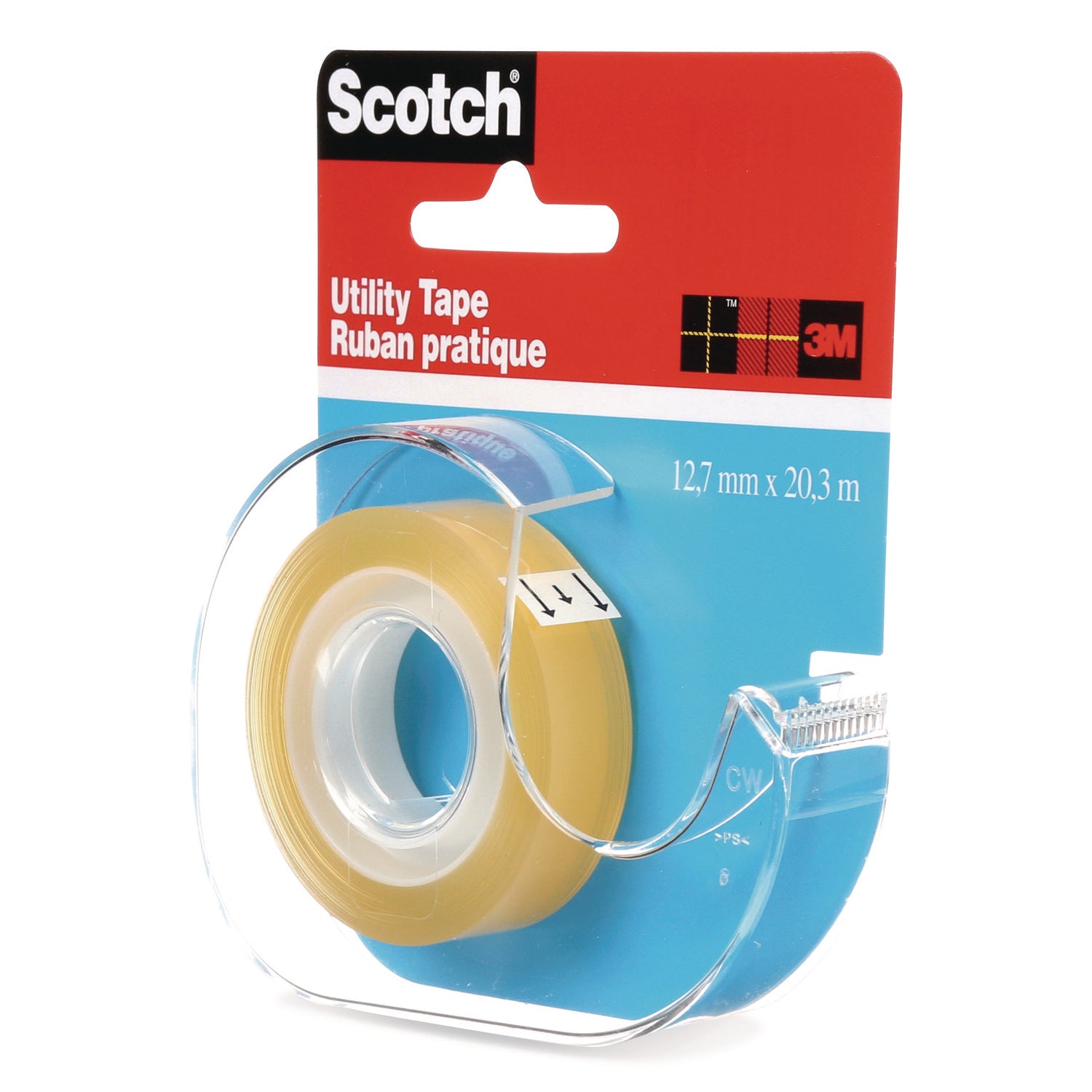 Scotch® Utility Tape in Handheld Dispenser, 1" Core, 0.5" x 22.22 yds, Clear