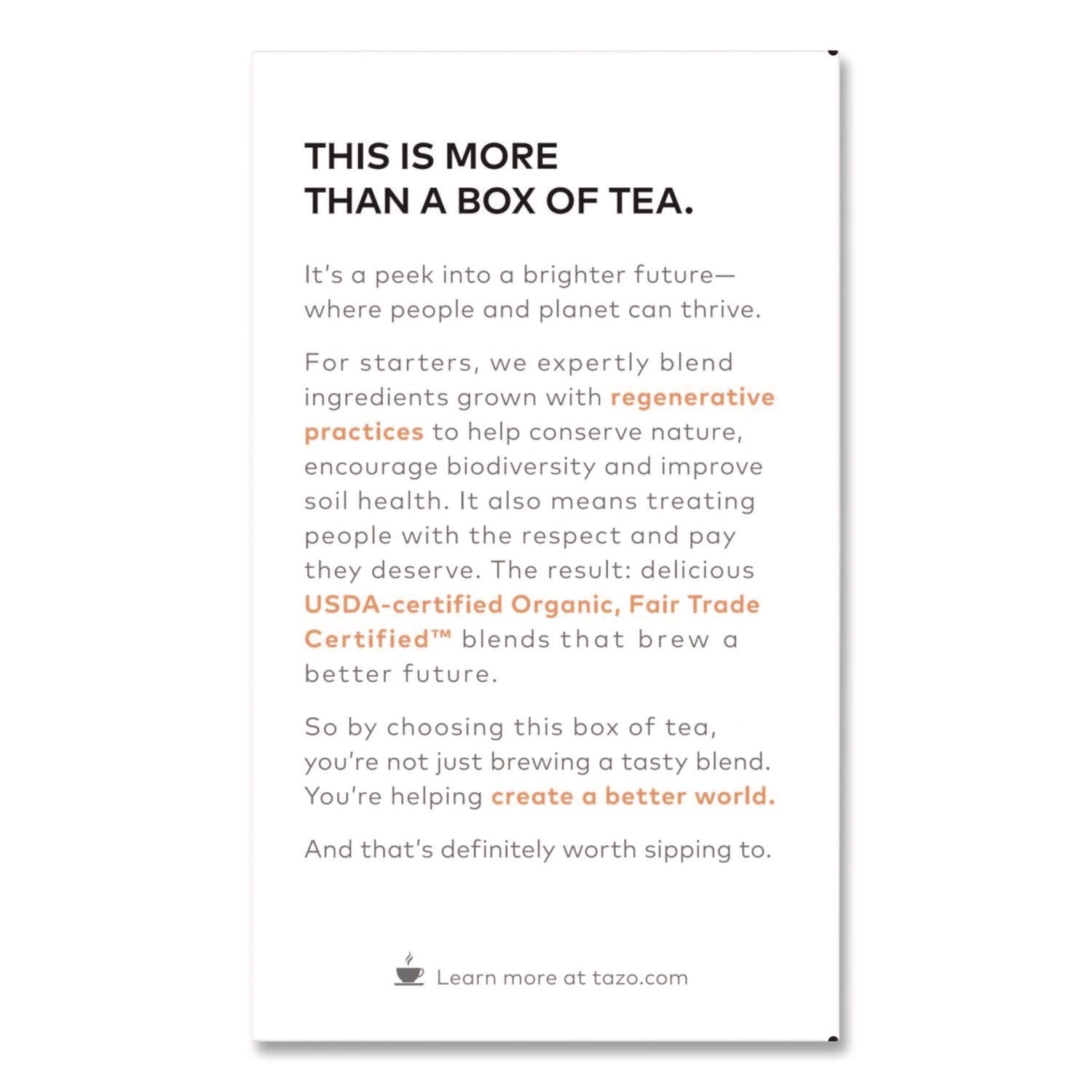 Tazo® Tea Bags, Organic Calm Camomile, 16/Box