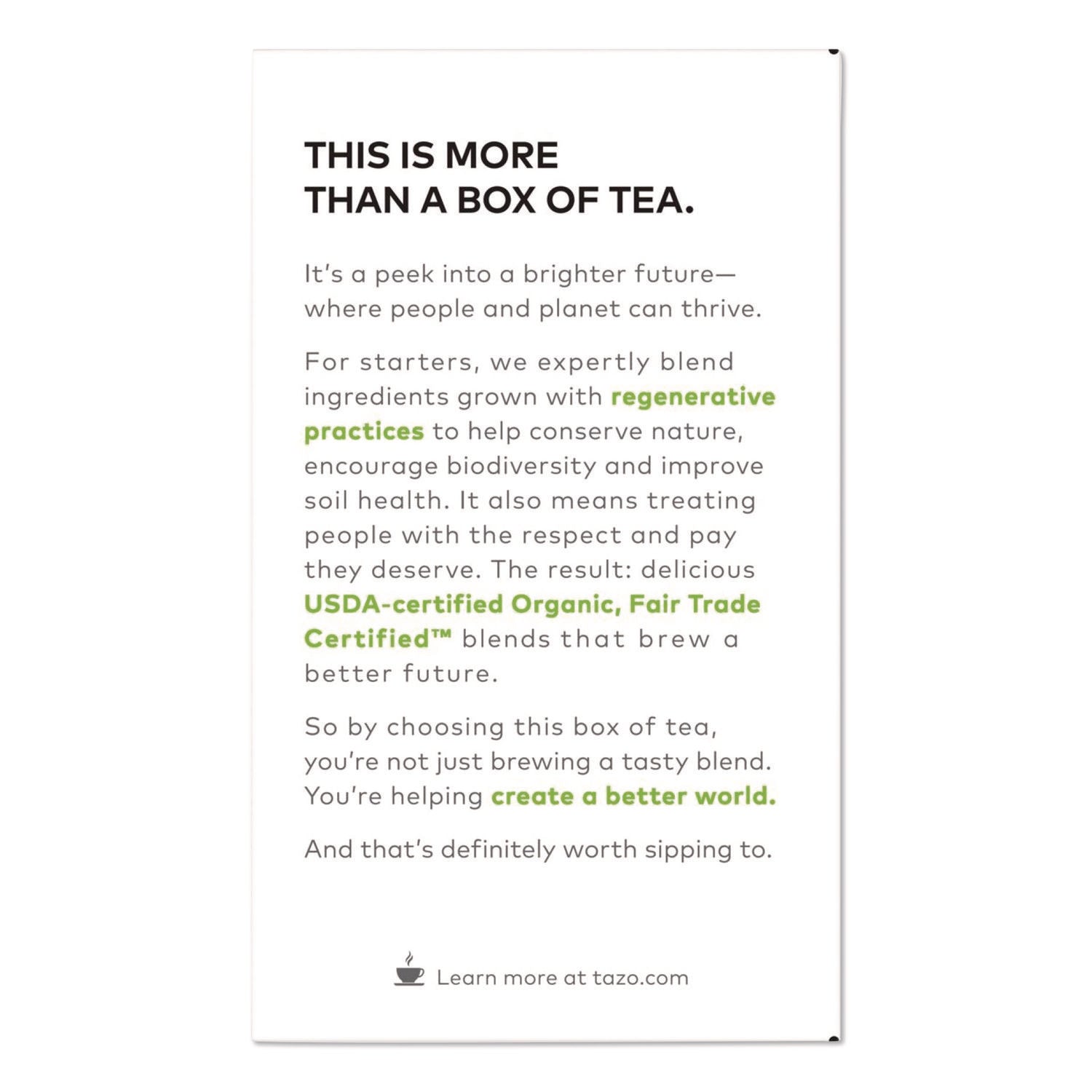 Tazo® Tea Bags, Organic Green Ginger, 16/Box