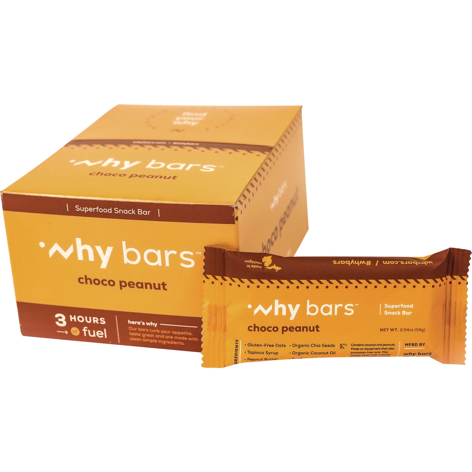 Why Bars™ Superfood Snack Bar, Choco Peanut, 2.04 oz Bar, 12/Box