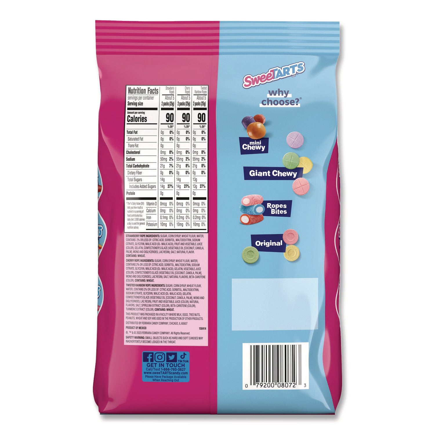 SweeTARTS® Candy Treat-Size Ropes, Variety Mix, Assorted Flavors, 15 oz Bag