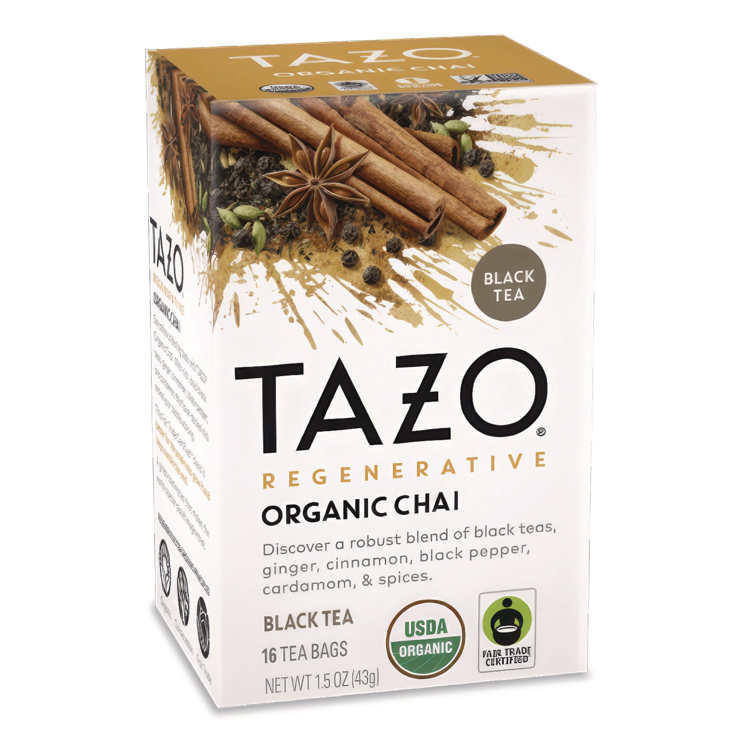 Tazo® Tea Bags, Organic Chai, 16/Box