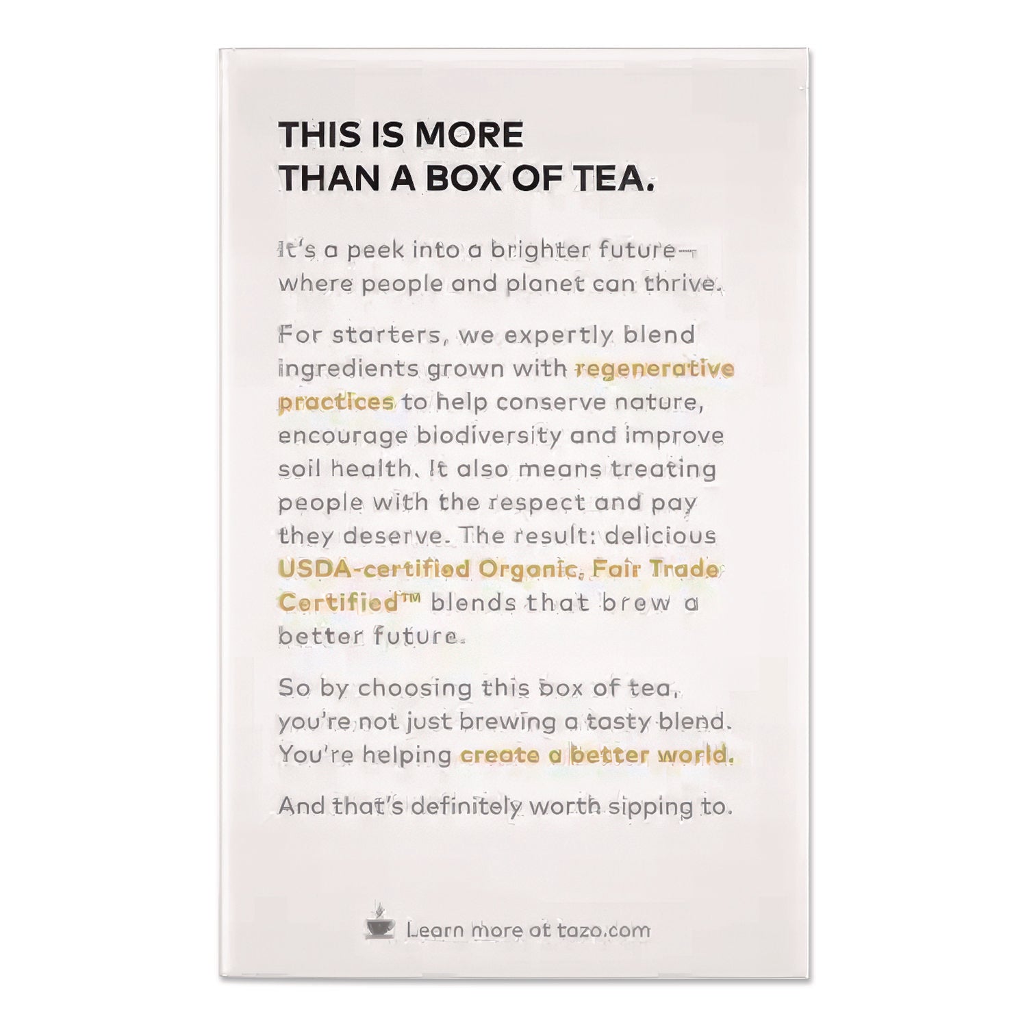 Tazo® Tea Bags, Organic Chai, 16/Box