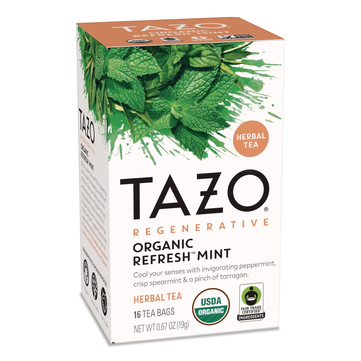 Tazo® Tea Bags, Organic Refresh Mint, 16/Box