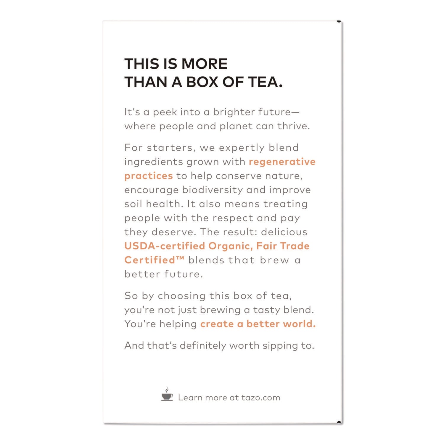 Tazo® Tea Bags, Organic Refresh Mint, 16/Box