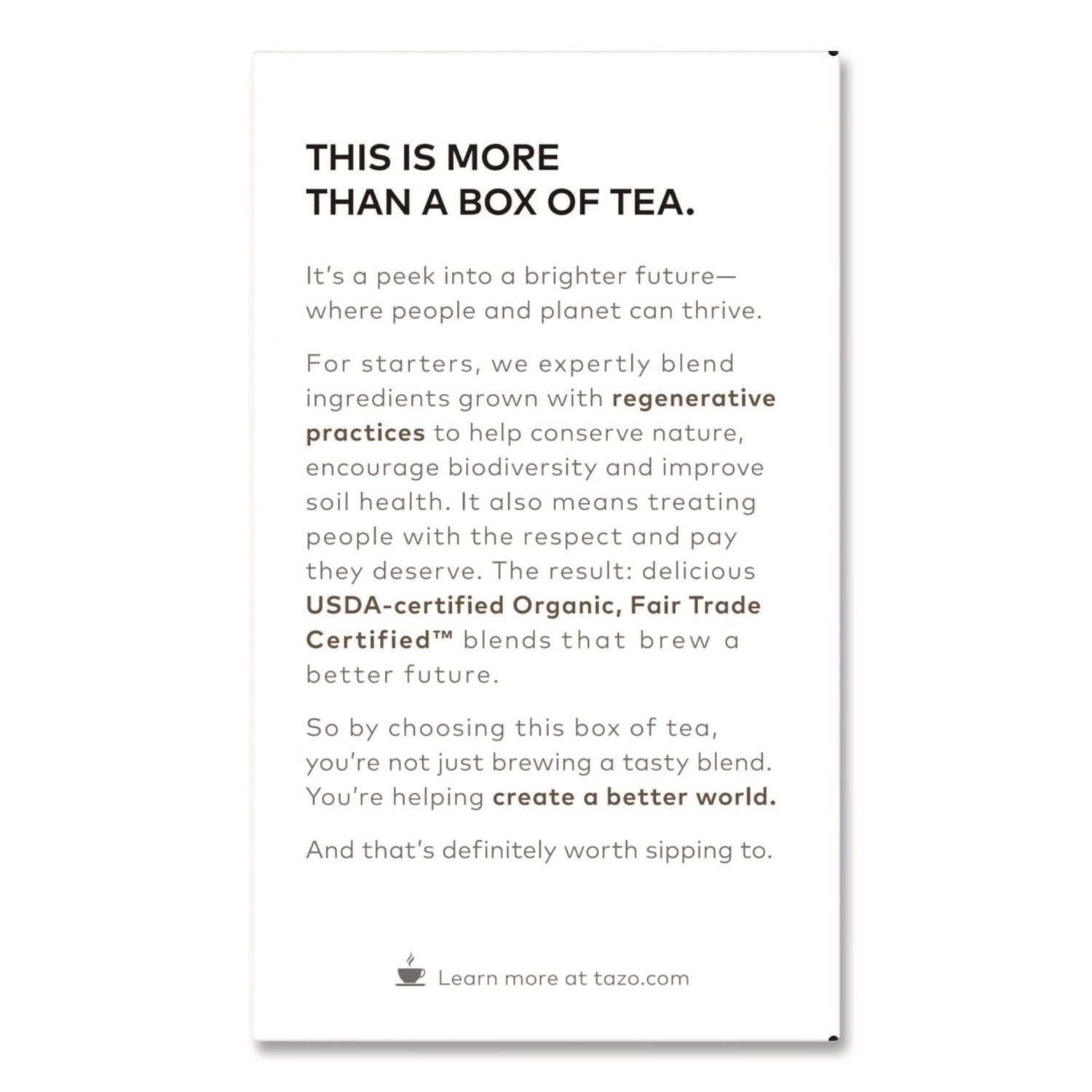 Tazo® Tea Bags, Organic Earl Grey, 16/Box