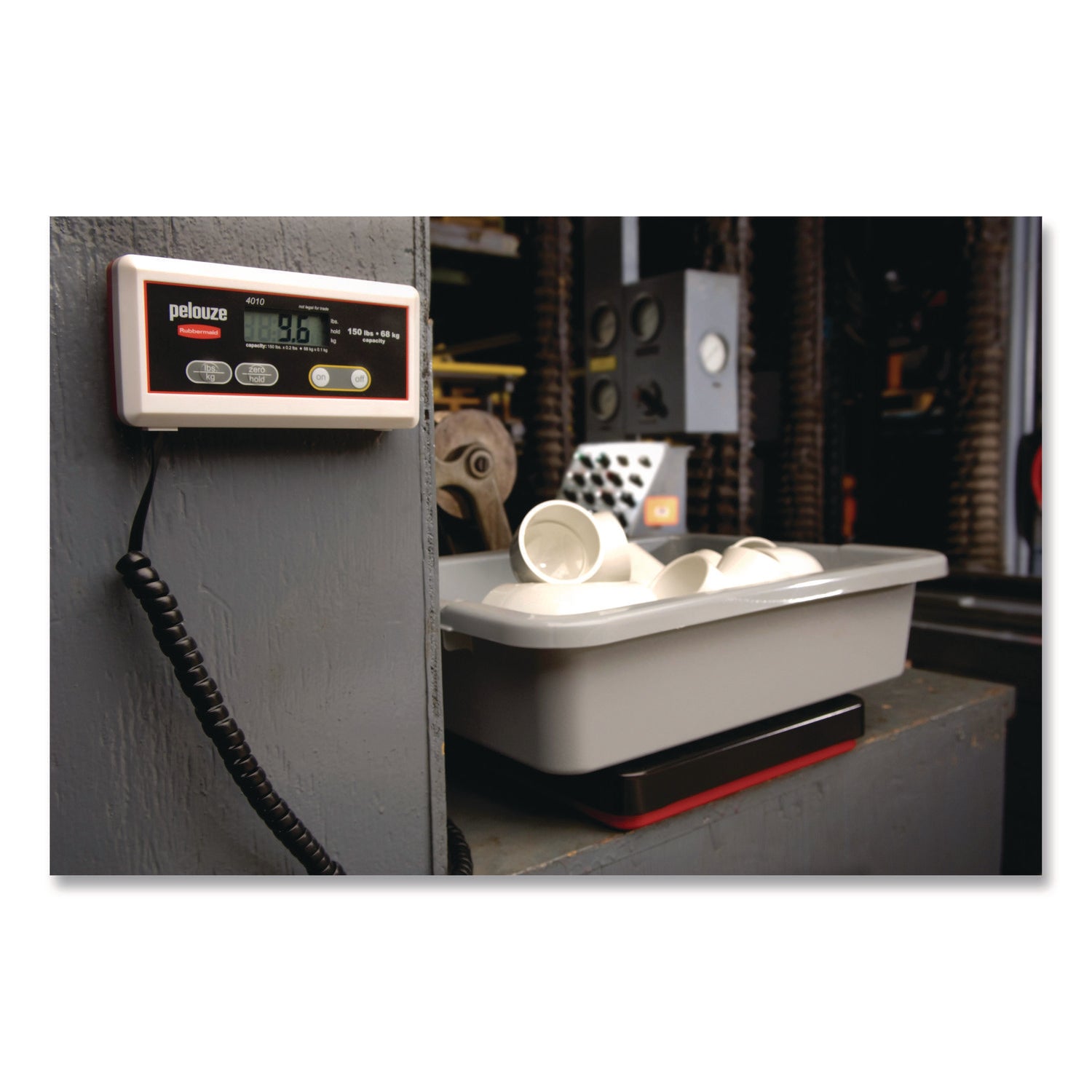 Rubbermaid® Commercial Digital Receiving Scale, 150 lb Capacity, Black/Red