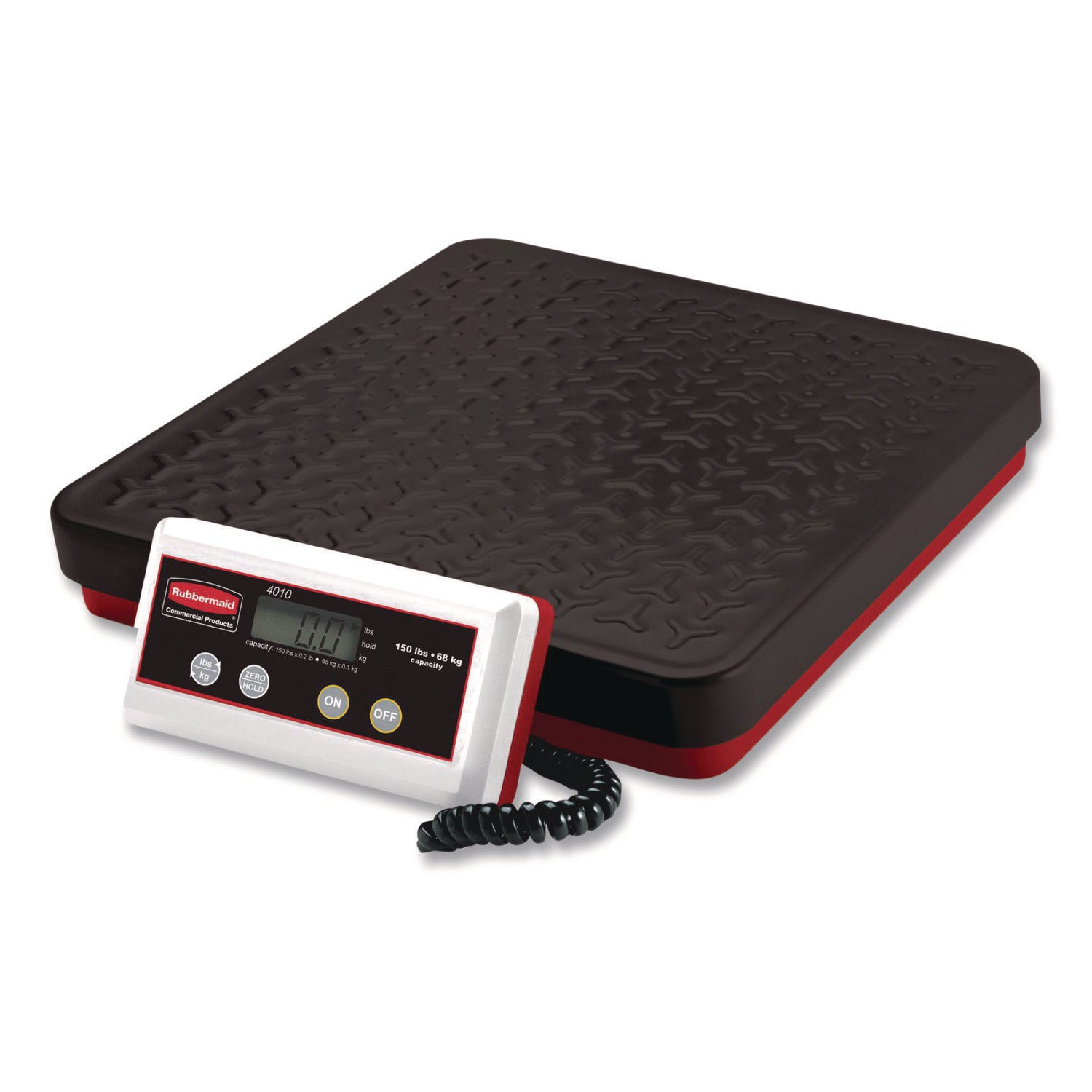 Rubbermaid® Commercial Digital Receiving Scale, 150 lb Capacity, Black/Red
