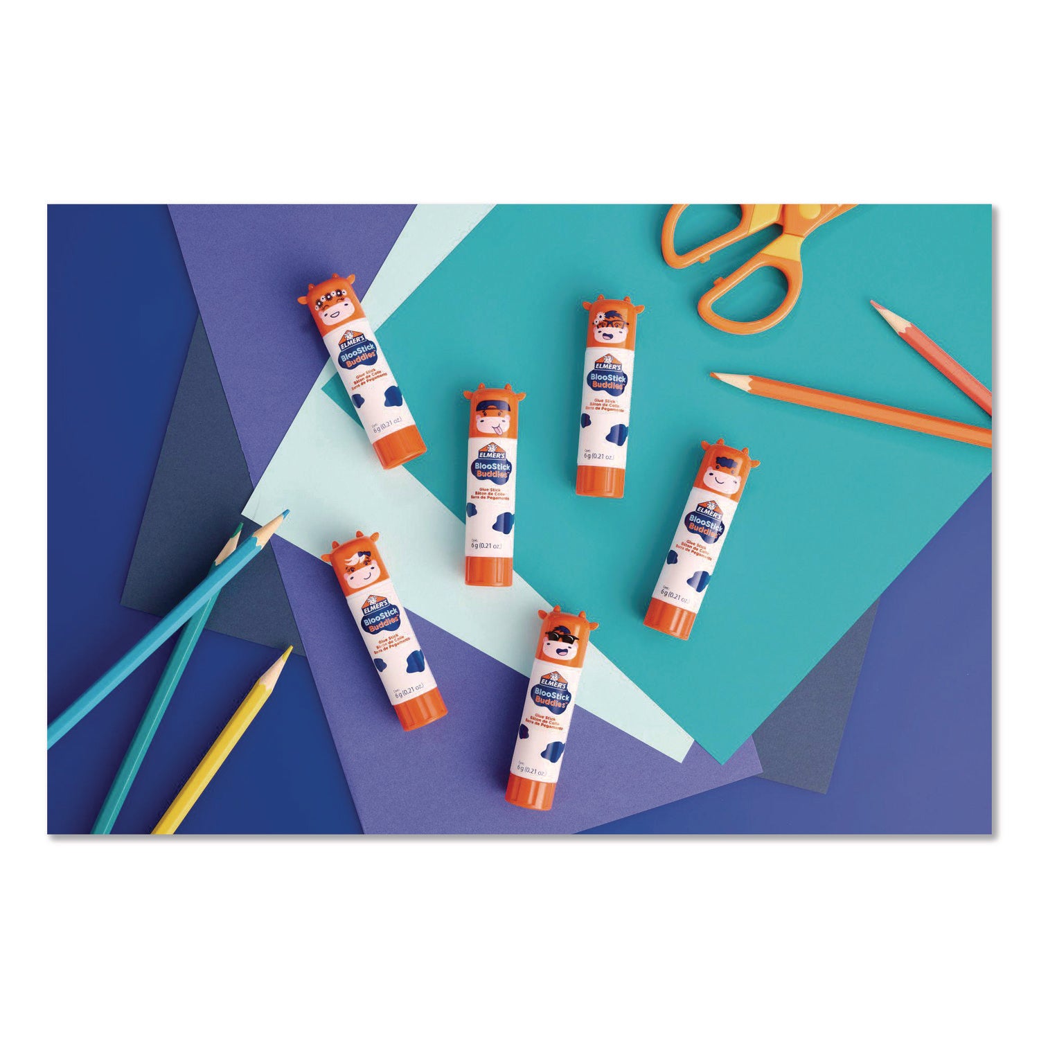 Elmer's® BlooStick Buddies and Disappearing Purple Glue Stick Combo Pack, 0.21 oz, Dries Clear, 12/Pack