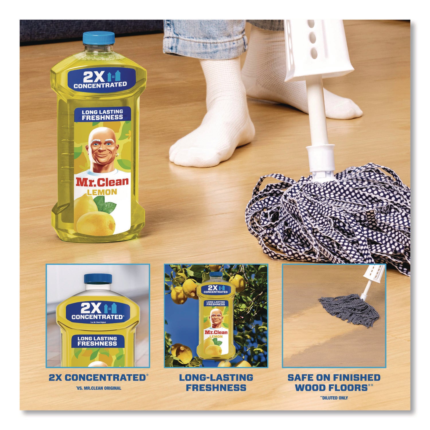 Mr. Clean® Multi-Surface Antibacterial Cleaner, Lemon Scent, 23 oz Bottle, 6/Carton