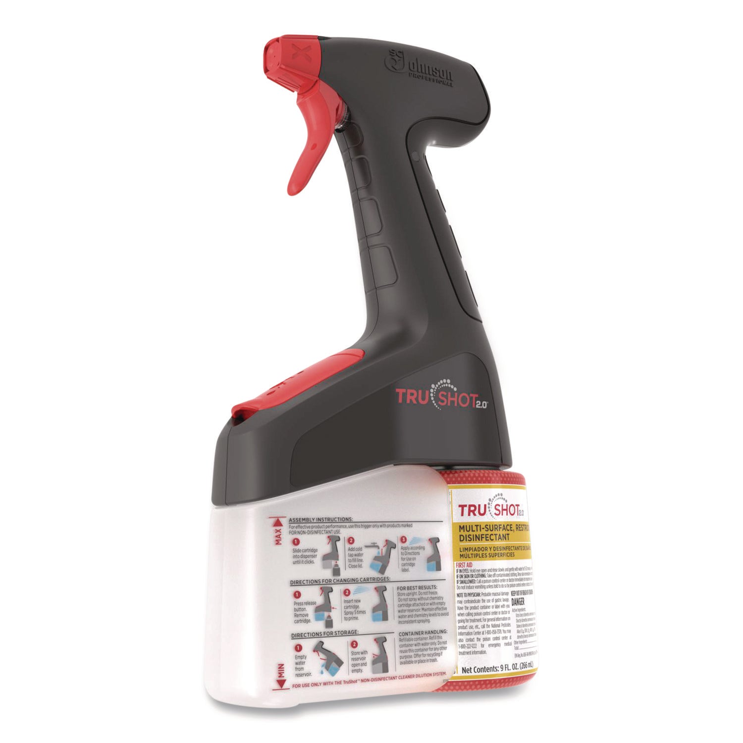 SC Johnson Professional® TruShot 2.0 Disinfectant Multisurface Cleaner, Fresh Scent, 9 oz Cartridge, 4/Carton