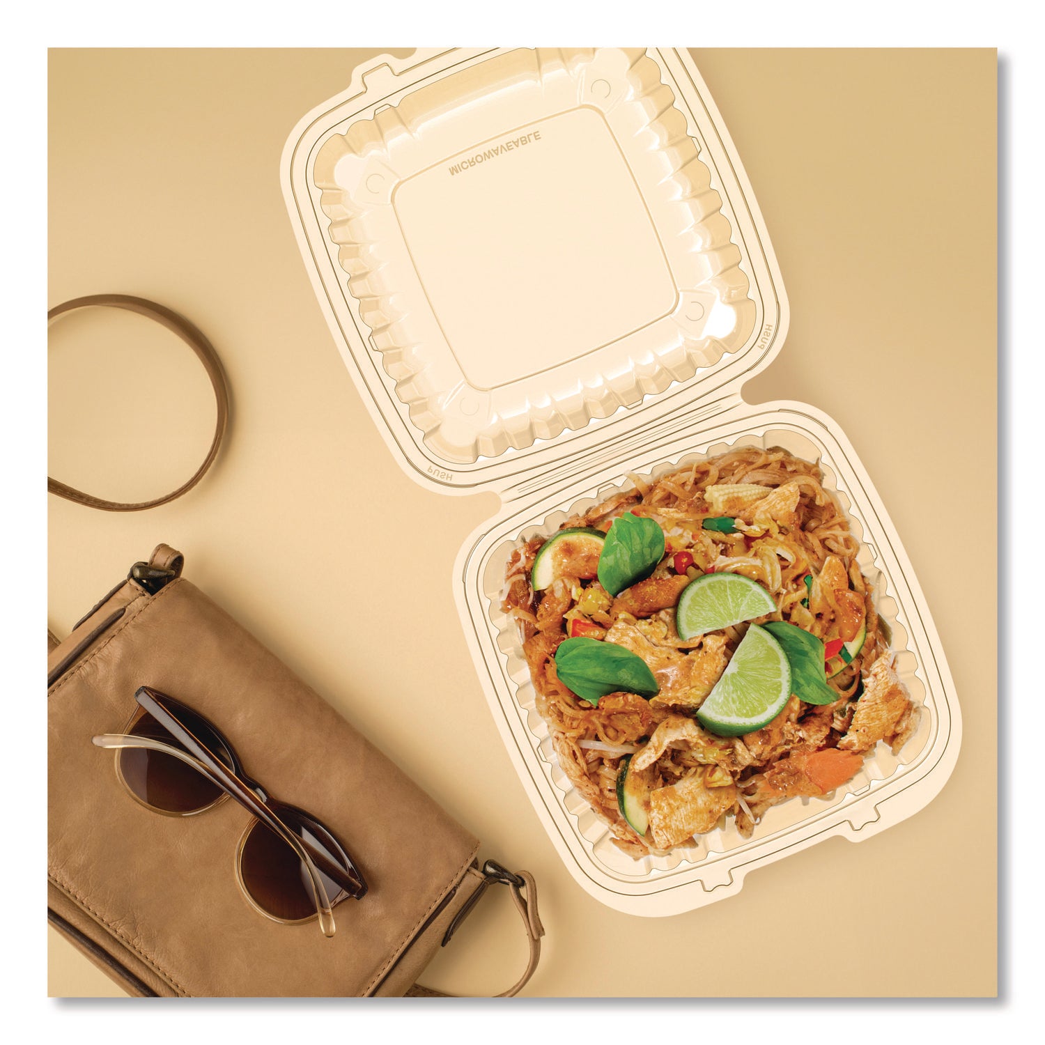 Dart® Microwaveable Hinged Containers, 9 x 8.75 x 3, Clear, Plastic 150/Carton