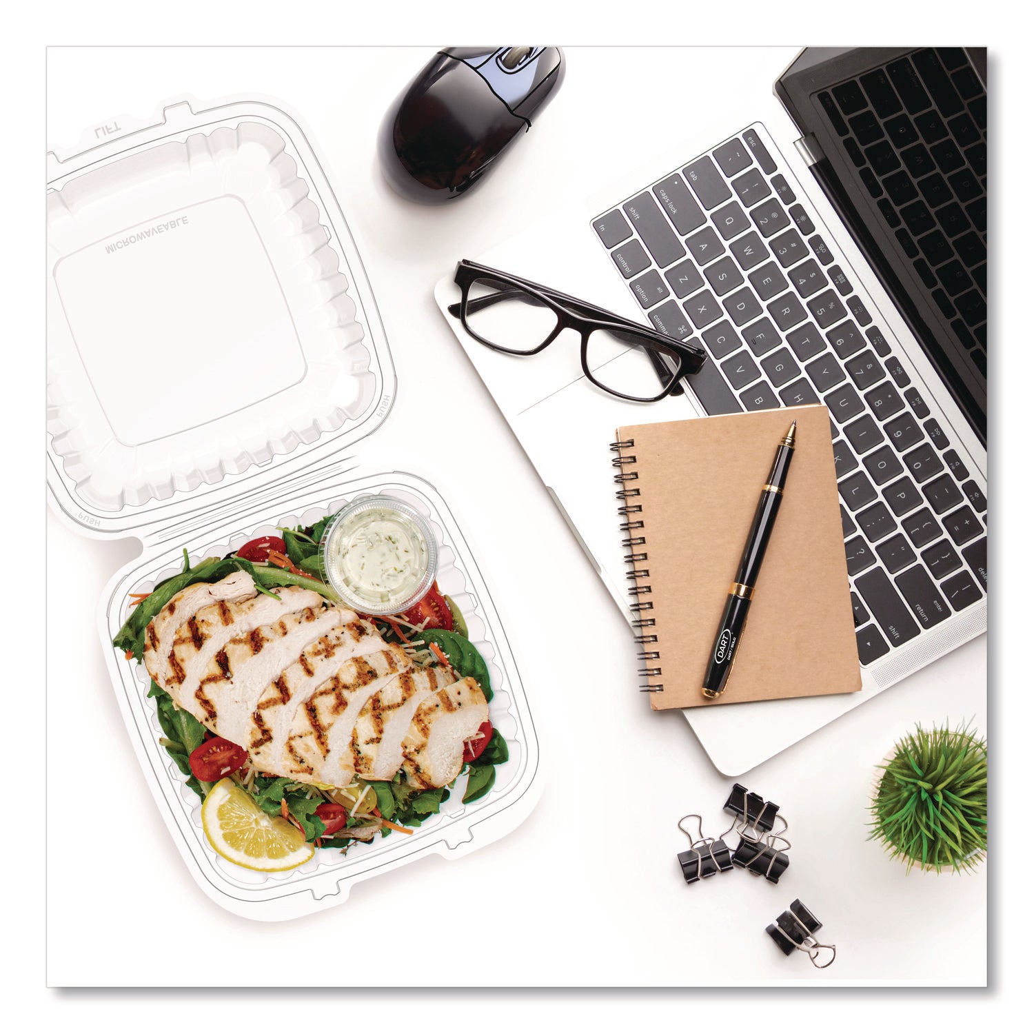 Dart® Microwaveable Hinged Containers, 9 x 8.75 x 3, Clear, Plastic 150/Carton