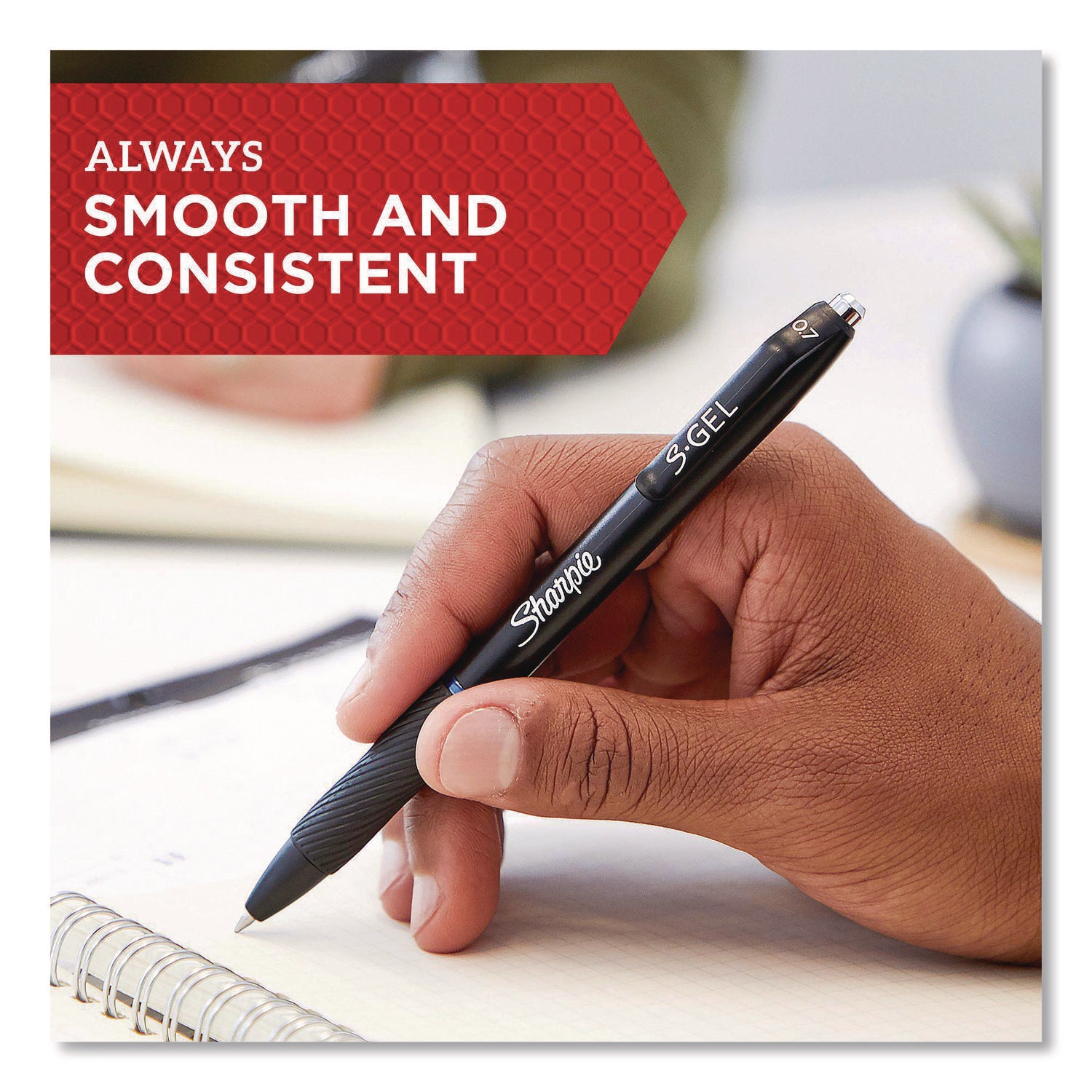 Sharpie® S-Gel™ Sharpie S-Gel Gel Pen, Retractable, Medium 0.7 mm, Blue Ink, Black Barrel, 36/Pack