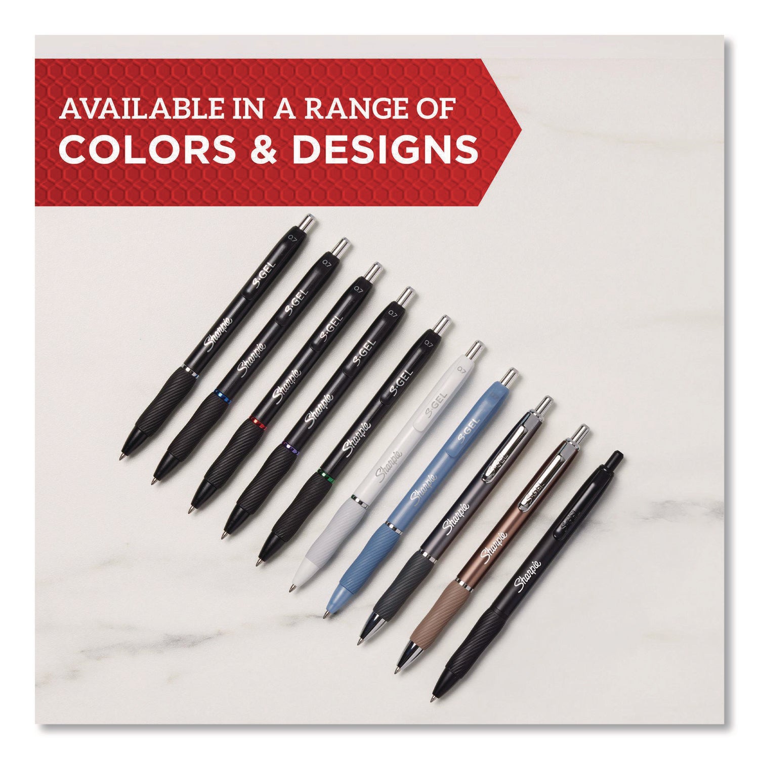 Sharpie® S-Gel™ Sharpie S-Gel Gel Pen, Retractable, Medium 0.7 mm, Blue Ink, Black Barrel, 36/Pack