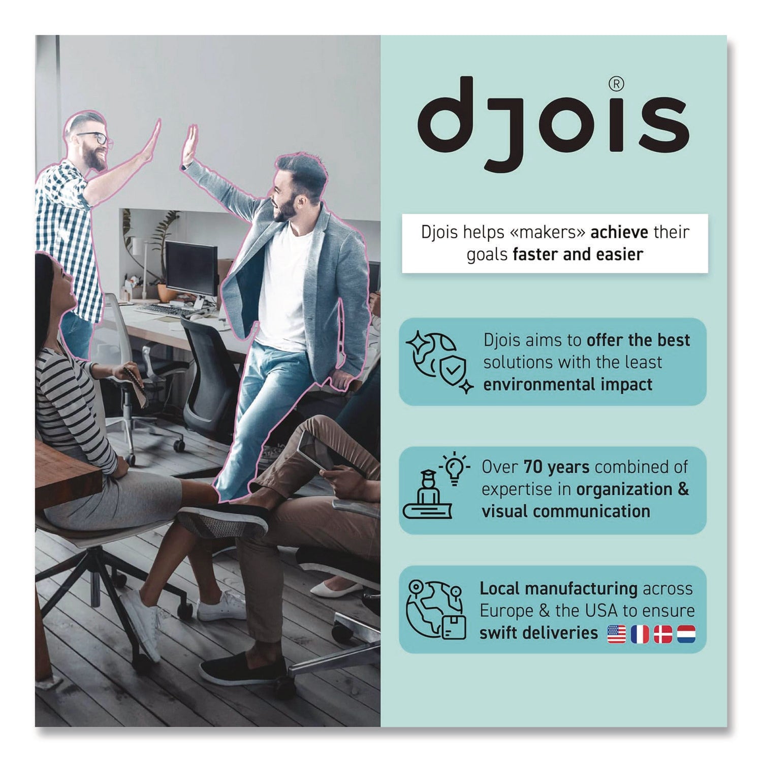 djois® by Tarifold SOLO Magnetic Frame, 8.5 x 11 Insert, Black Frame, 5/Pack