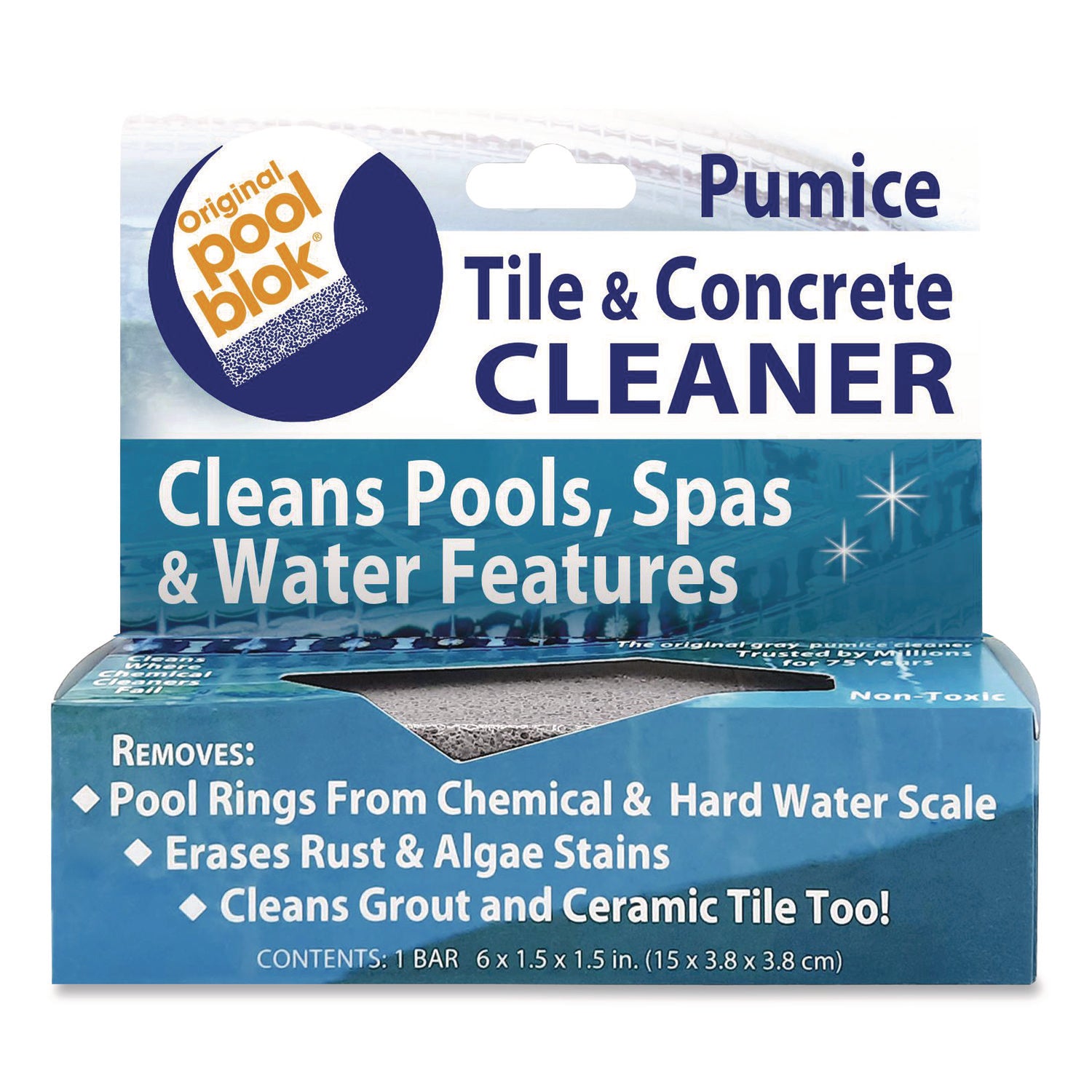 Pumie® Tile and Concrete Cleaner, 6 x 1.5, Gray, 12/Carton
