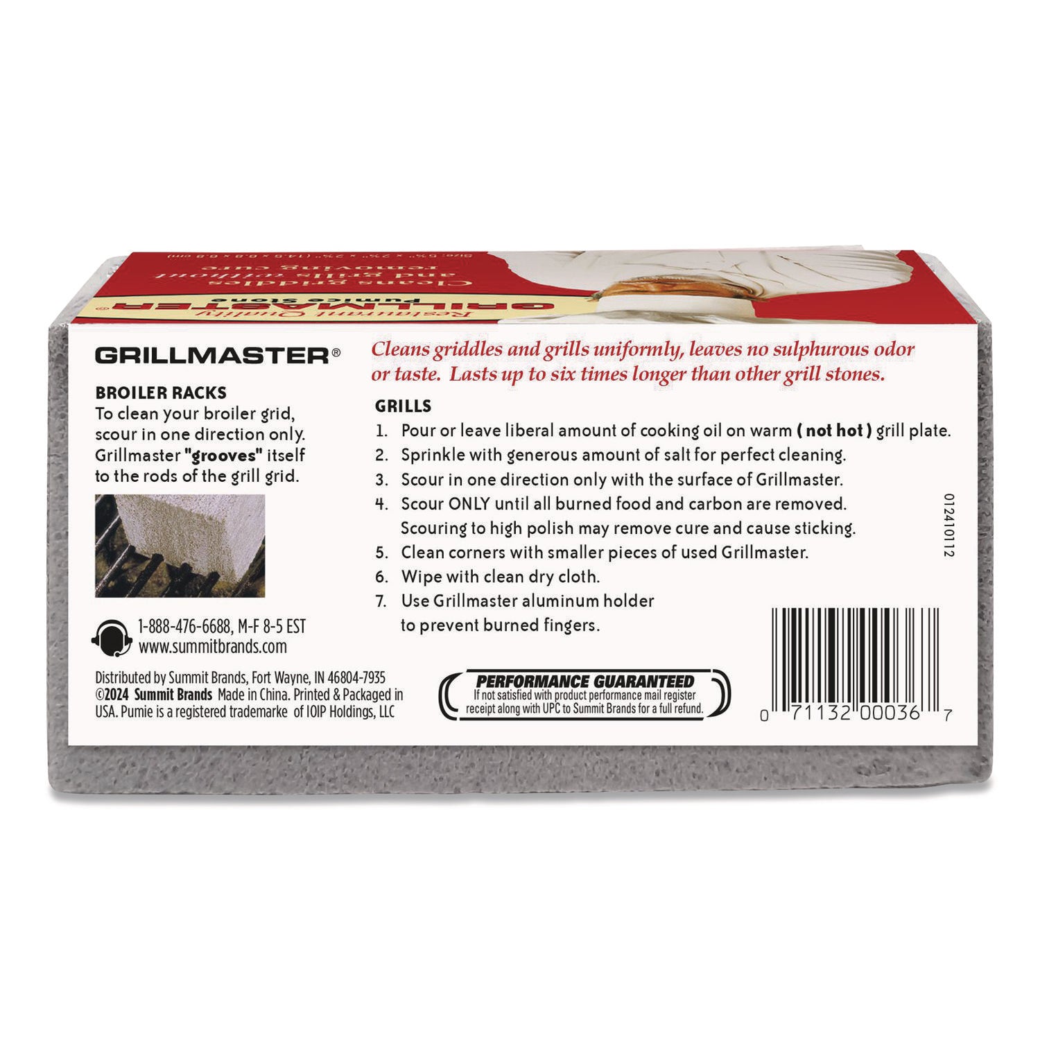 Pumie® Grillmaster Griddle and Grill Cleaning Brick, 5.75 x 2.75, Gray, 12/Carton