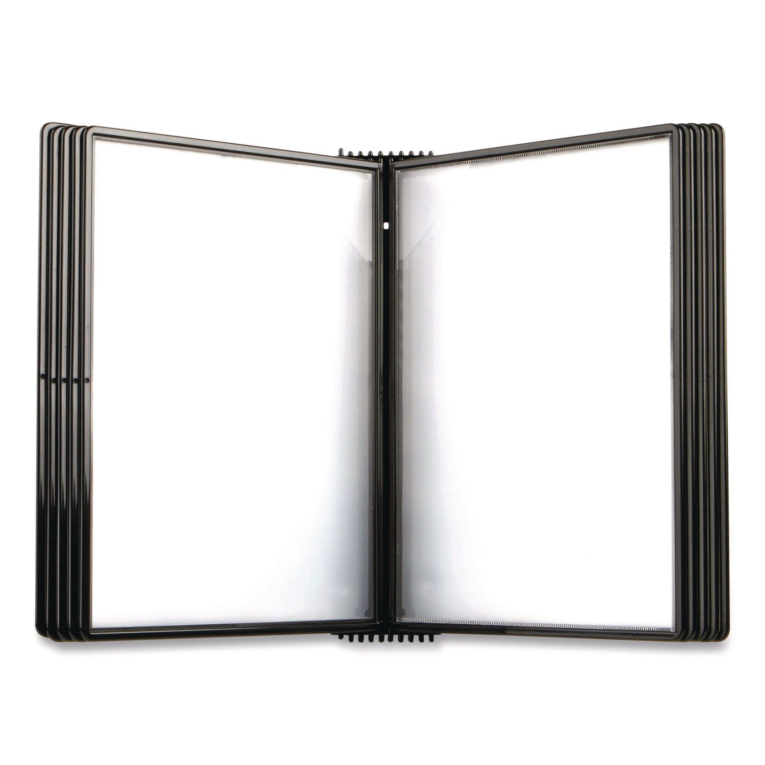 djois® by Tarifold Easy-Load Wall Display Unit, 10 Panels with Black Borders, Black Base