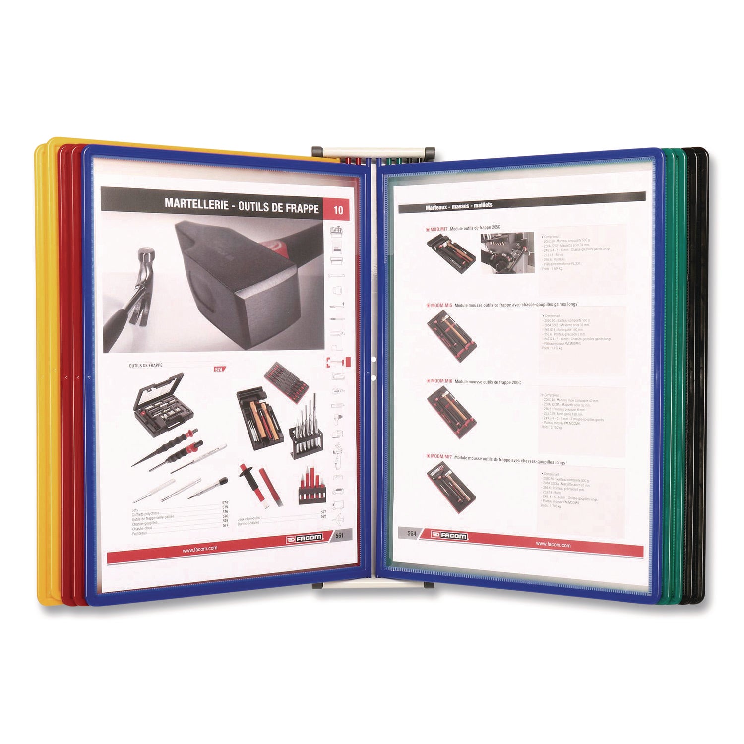 djois® by Tarifold Easy-Load Wall Display Unit, 10 Panels with Assorted Borders, White Base