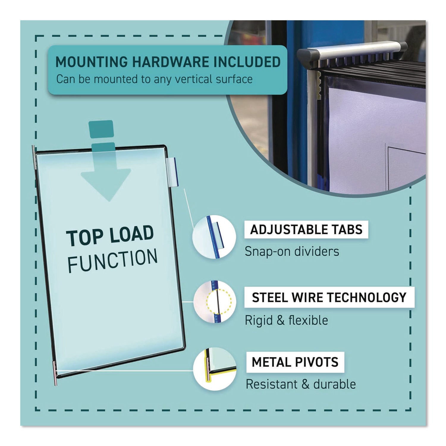 djois® by Tarifold Wall Unit Reference Starter Set, 10 Panels with Black Borders, White Base