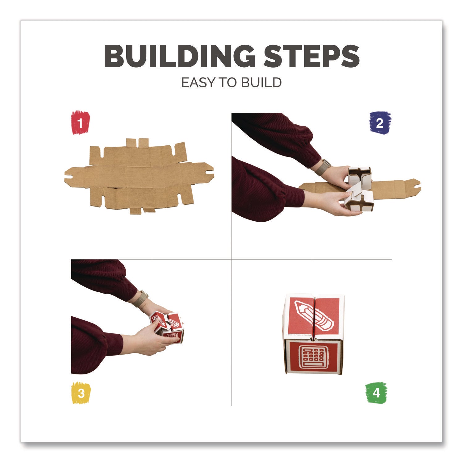 Bankers Box® At Play 123 ABC Learning Blocks, Corrugated Board, Assorted, 50/Pack