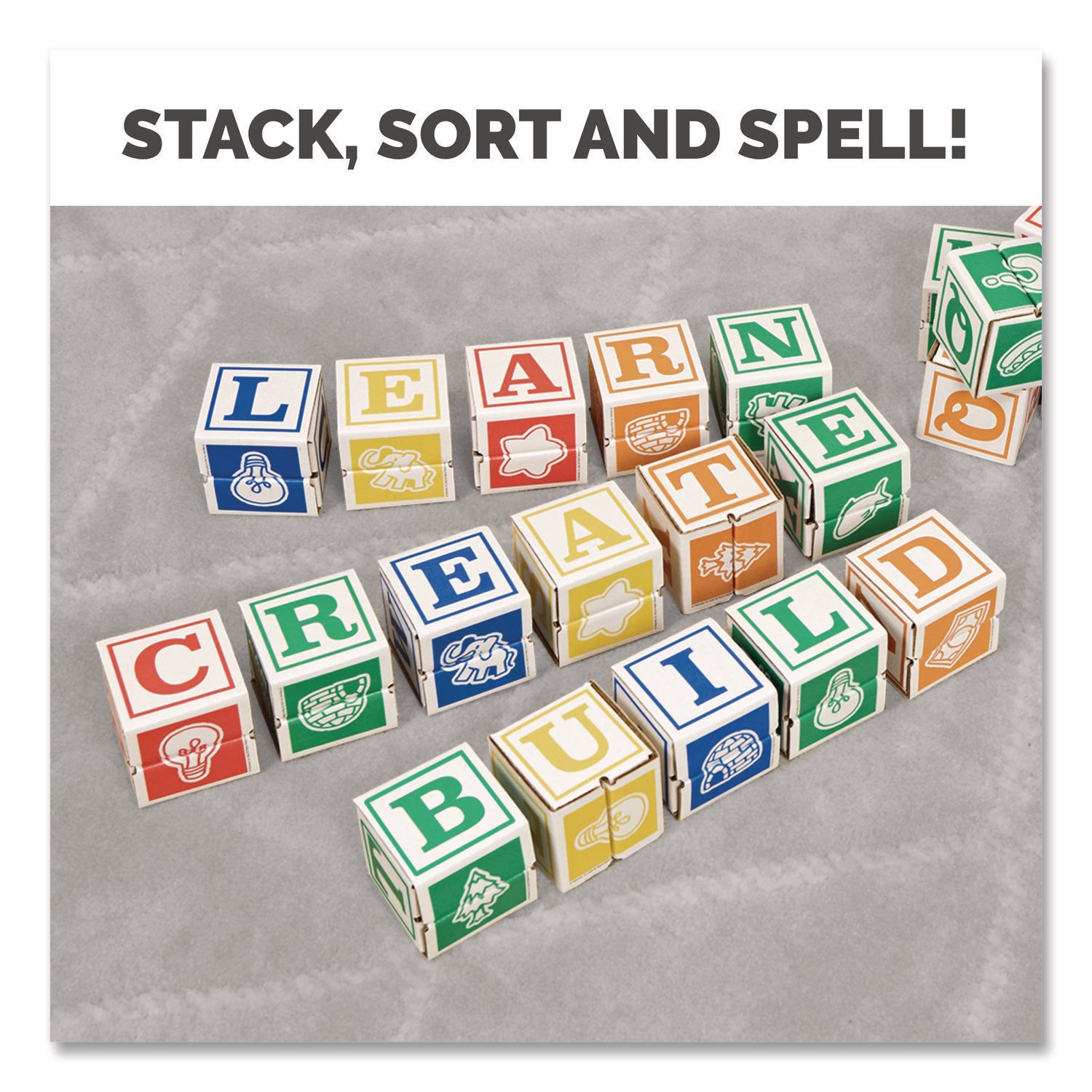 Bankers Box® At Play 123 ABC Learning Blocks, Corrugated Board, Assorted, 50/Pack