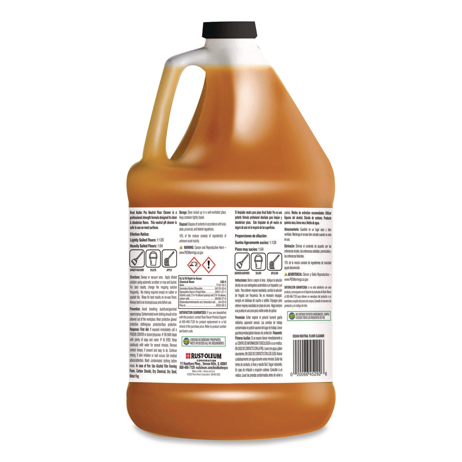 KRUD KUTTER® PRO Concentrated Neutral Floor Cleaner, Pine Scent, 1 gal Bottle, 4/Carton