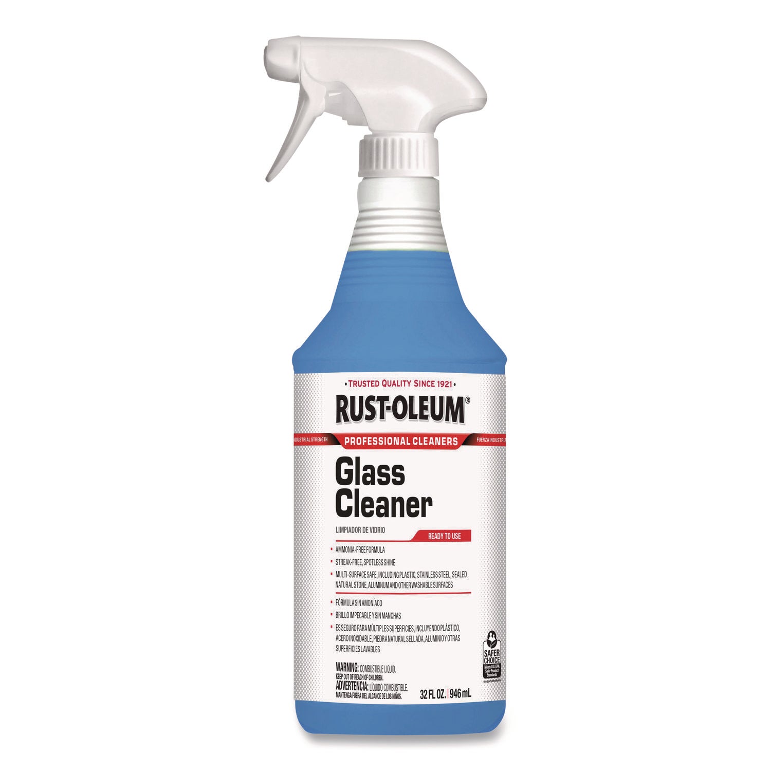 Rust-Oleum® Professional Cleaners Glass Cleaner, 32 oz Spray Bottle, 6/Carton