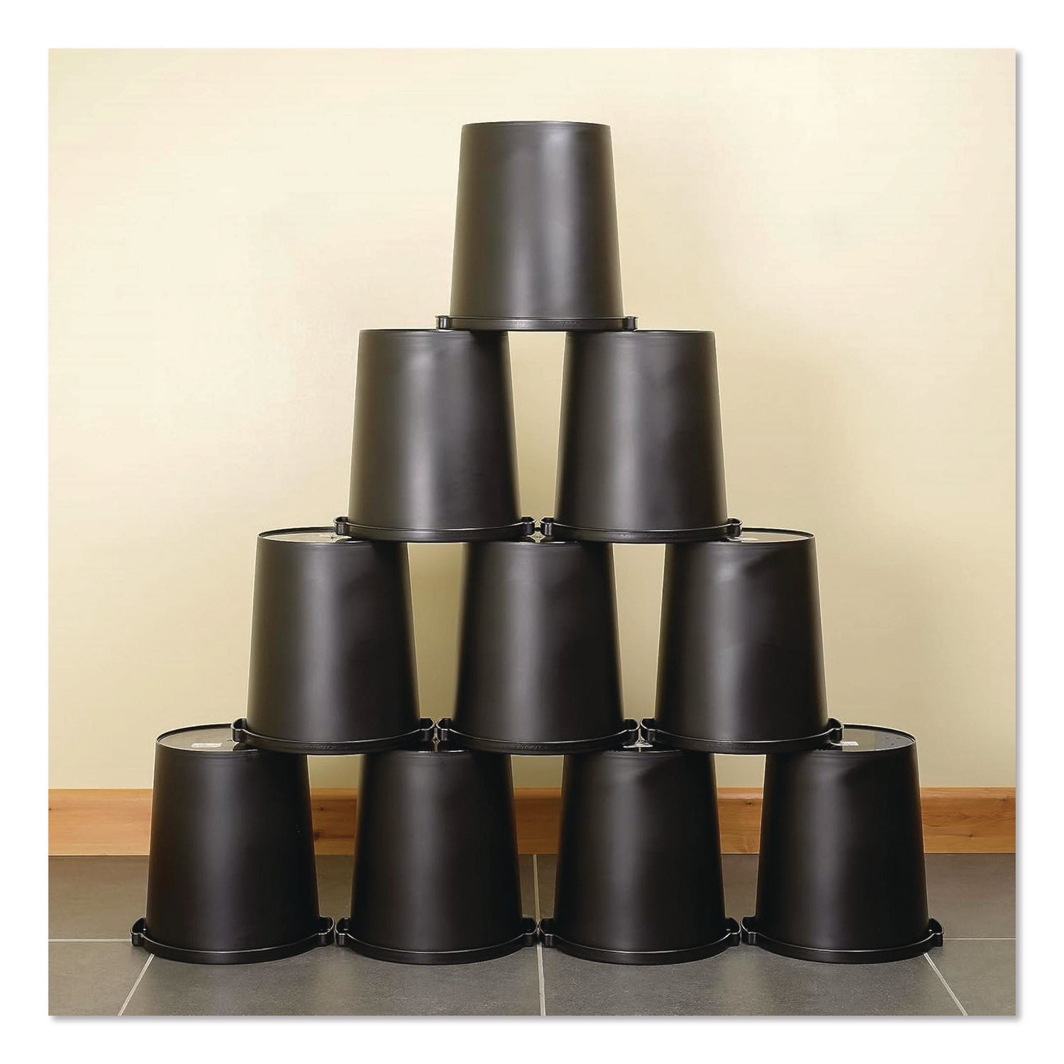 djois® by Tarifold Re-solution Commerical Waste Paper Bin, 4.5 gal, Plastic, Black