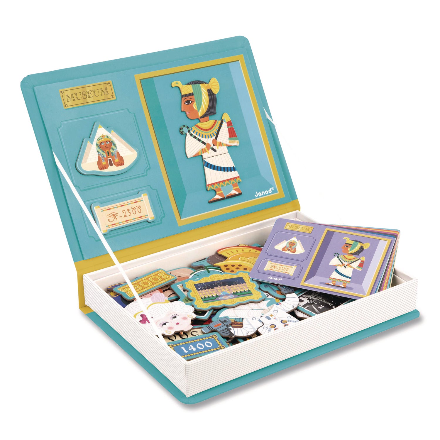 Janod® Magneti'books, History, 72 Pieces (12 Cards, 60 Magnetic Shapes), Ages 3 to 8